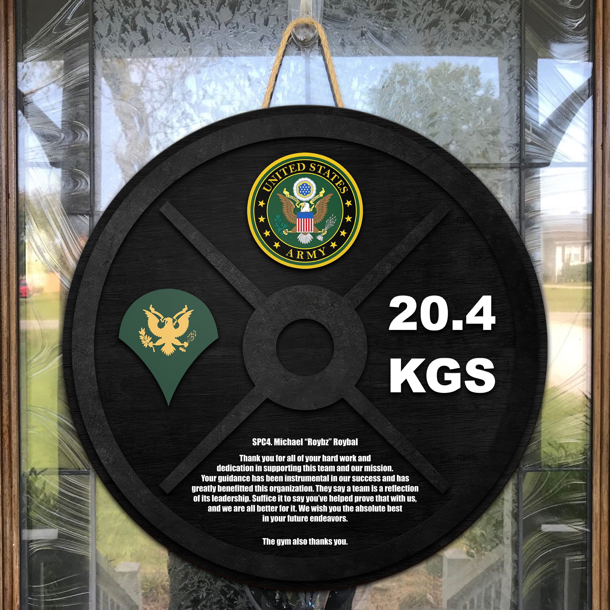 U.S. Army Shape Wooden Sign 2 Sides Custom Name, Text And Weight, Military Sign, Military Weight ETRG-0214888