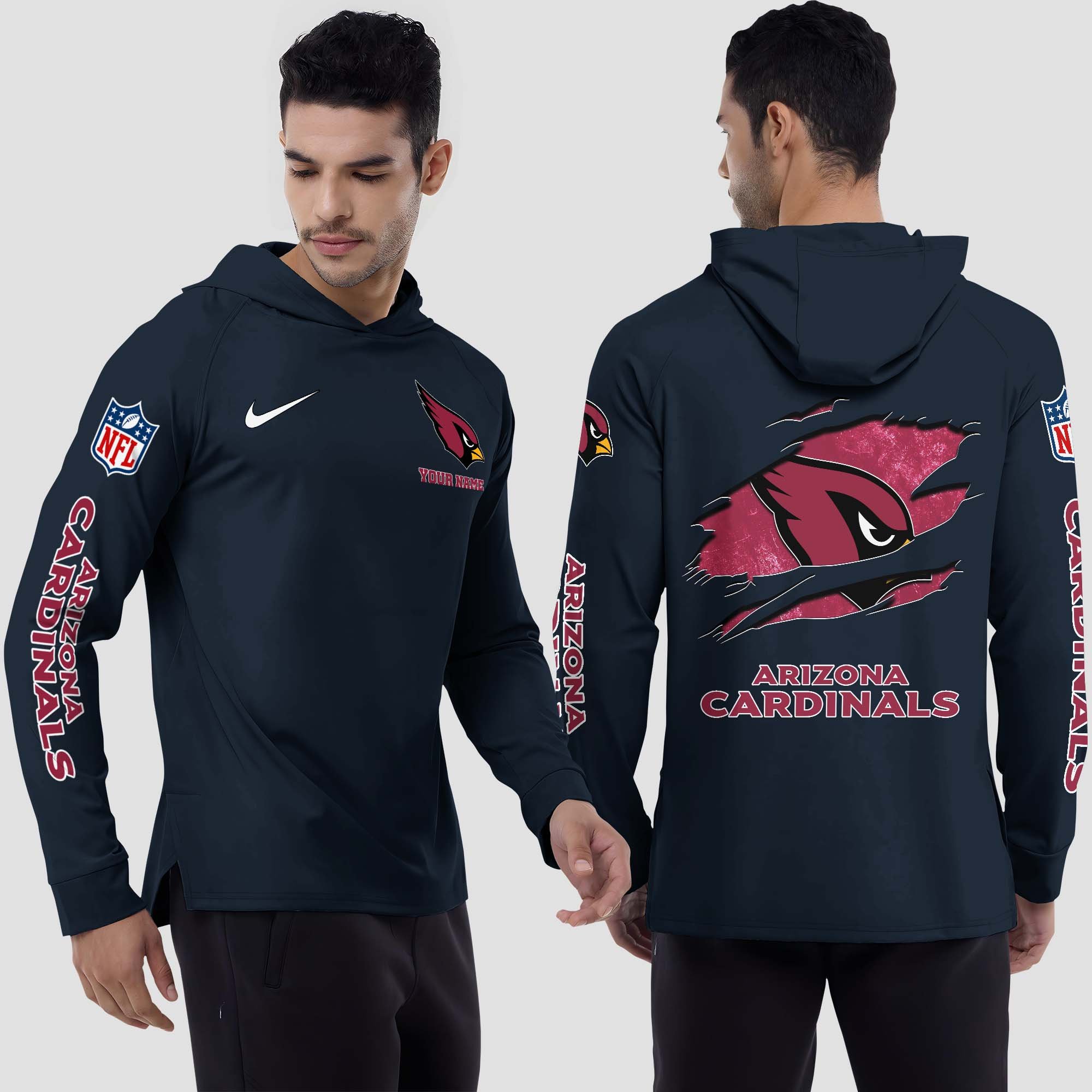 Arizona Cardinals Split Hem Hoodie Custom Your Name, Sport Hoodie, Sport Gifts For Fan EHIVM-0211787