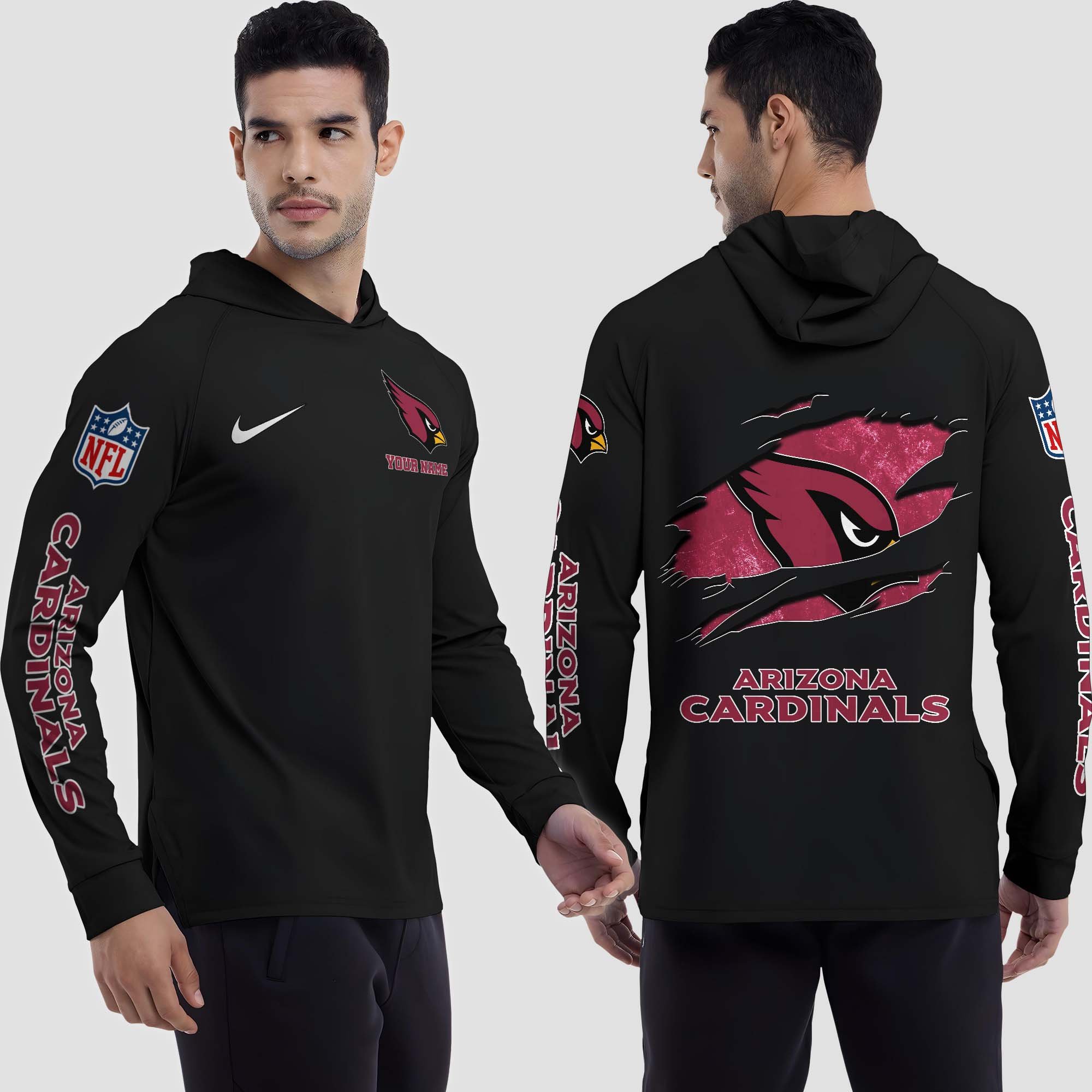Alternative view of Arizona Cardinals Split Hem Hoodie Custom Your Name, Sport Hoodie, Sport Gifts For Fan EHIVM-0211787