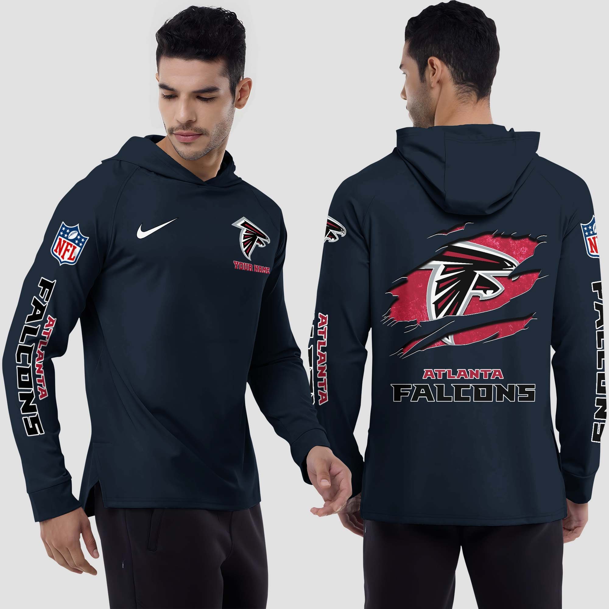 Atlanta Falcons Split Hem Hoodie Custom Your Name, Sport Hoodie, Sport Gifts For Fan EHIVM-0211787