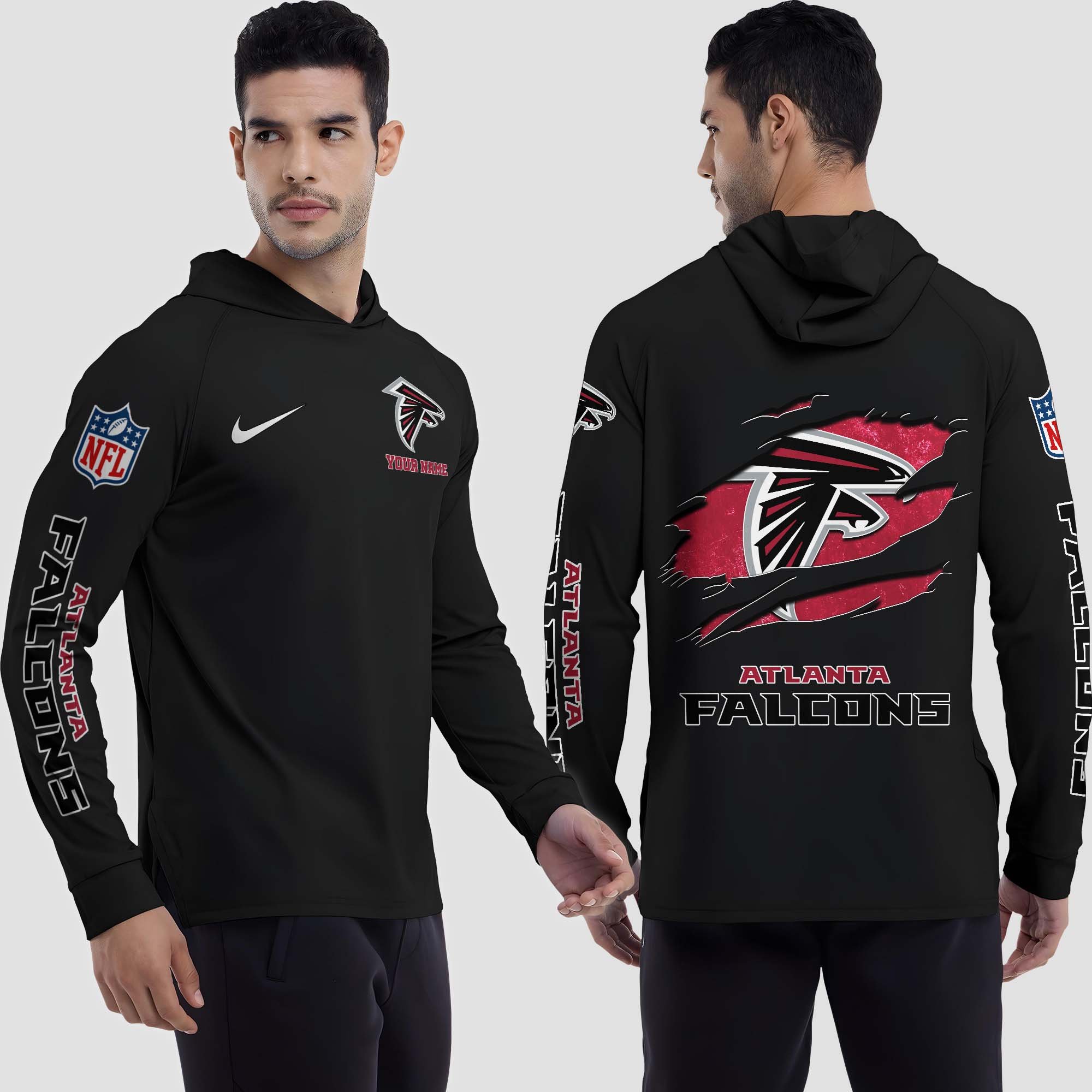 Alternative view of Atlanta Falcons Split Hem Hoodie Custom Your Name, Sport Hoodie, Sport Gifts For Fan EHIVM-0211787