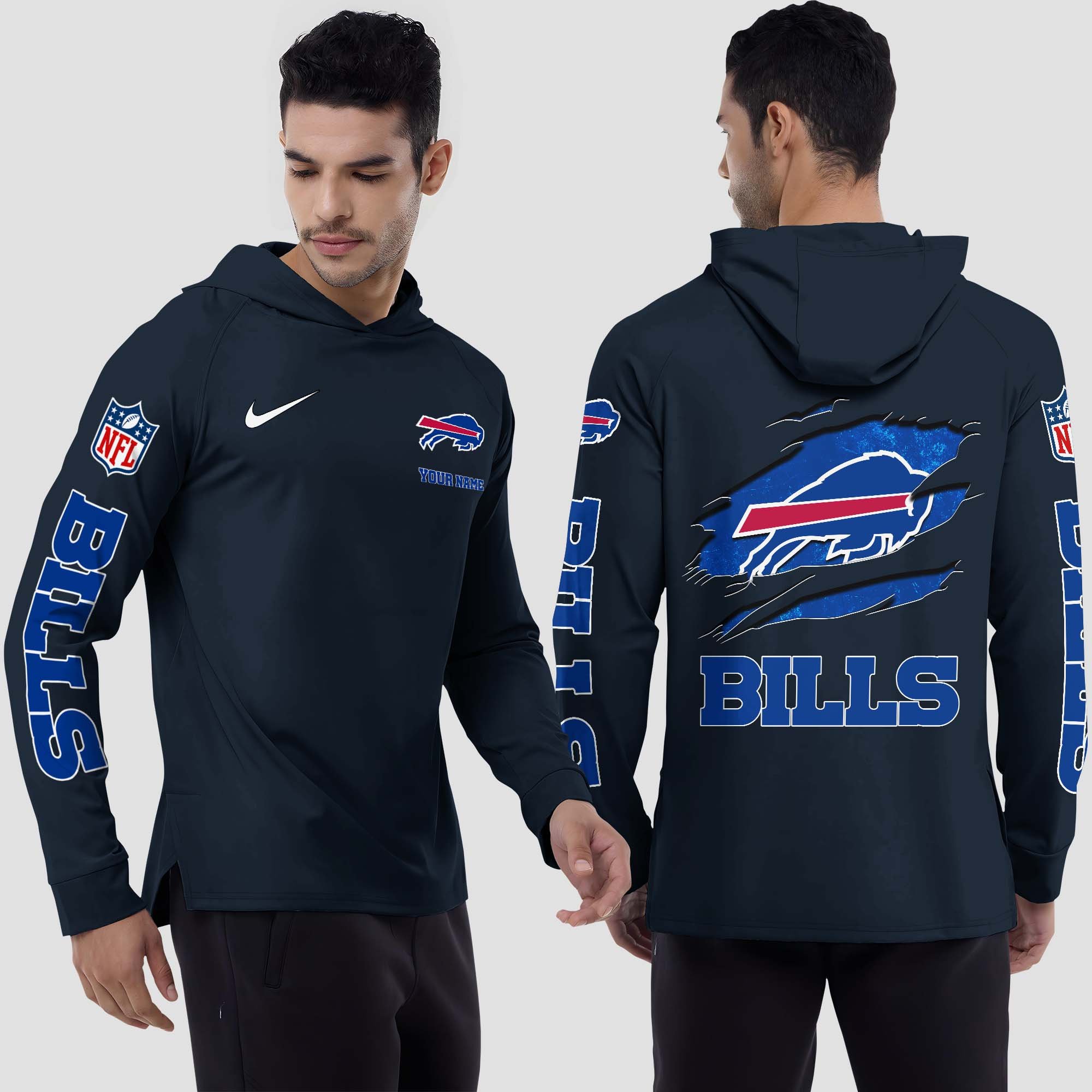 Buffalo Bills Split Hem Hoodie Custom Your Name, Sport Hoodie, Sport Gifts For Fan EHIVM-0211787