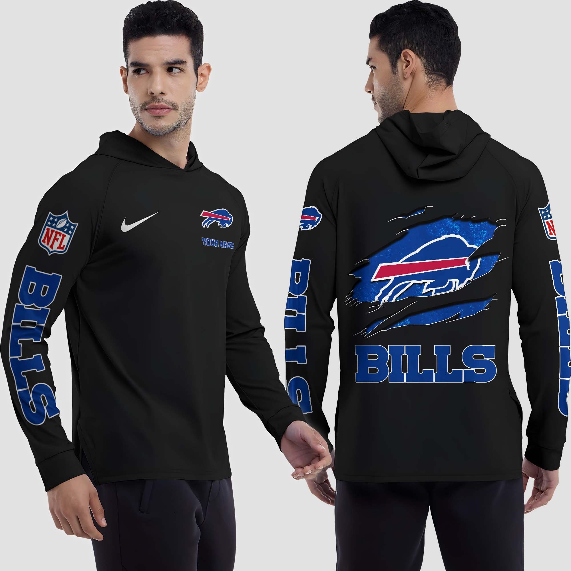 Alternative view of Buffalo Bills Split Hem Hoodie Custom Your Name, Sport Hoodie, Sport Gifts For Fan EHIVM-0211787
