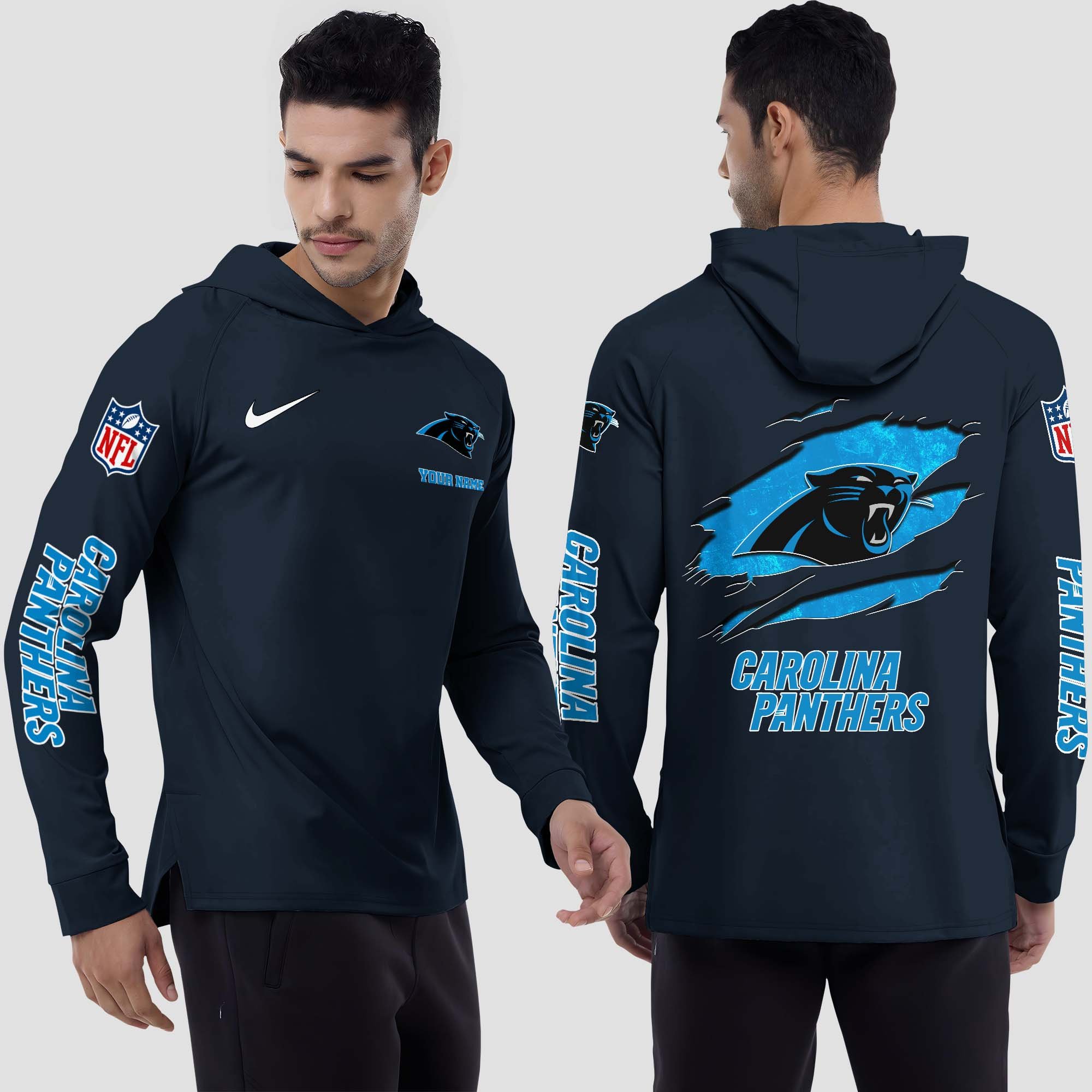 Carolina Panthers Split Hem Hoodie Custom Your Name, Sport Hoodie, Sport Gifts For Fan EHIVM-0211787
