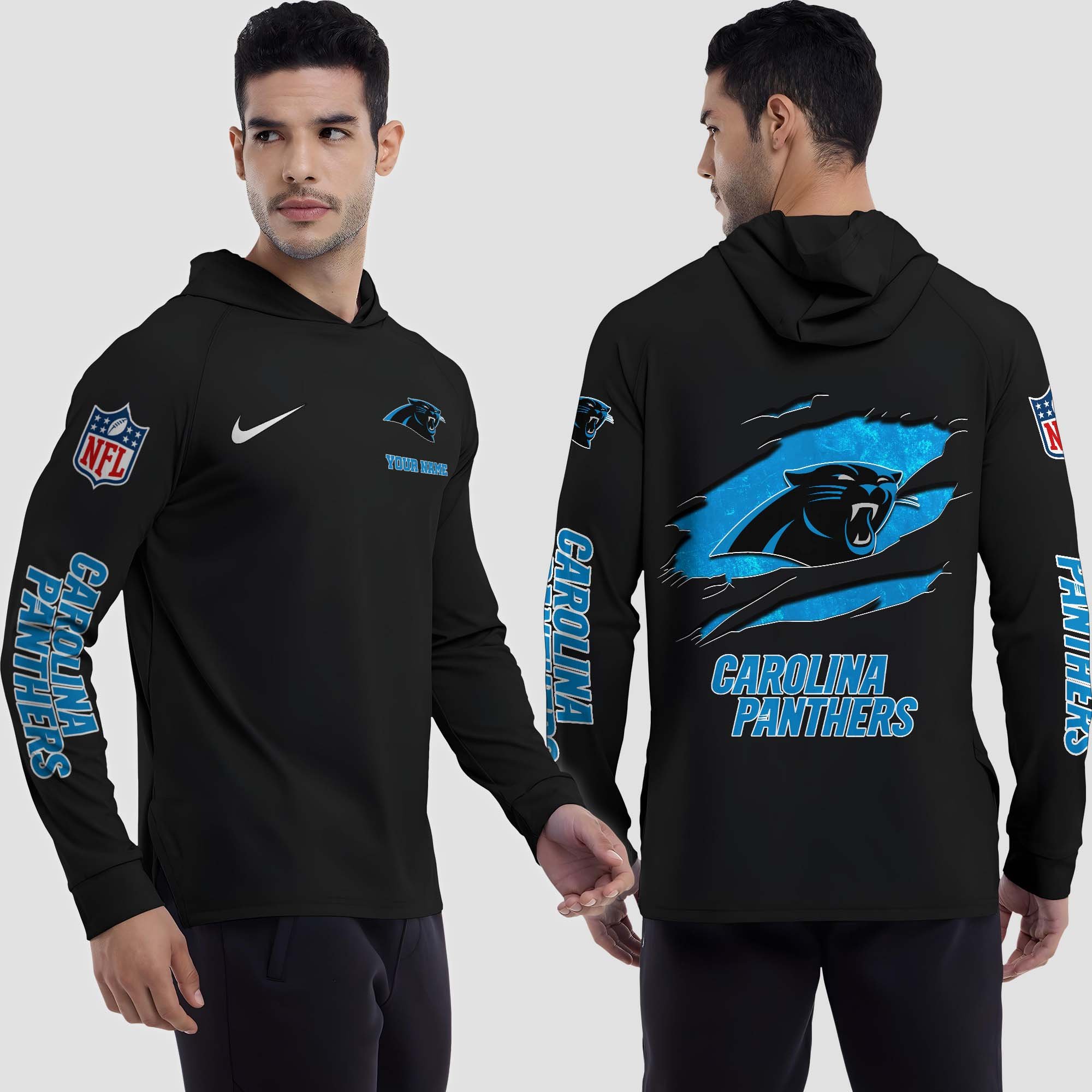 Alternative view of Carolina Panthers Split Hem Hoodie Custom Your Name, Sport Hoodie, Sport Gifts For Fan EHIVM-0211787