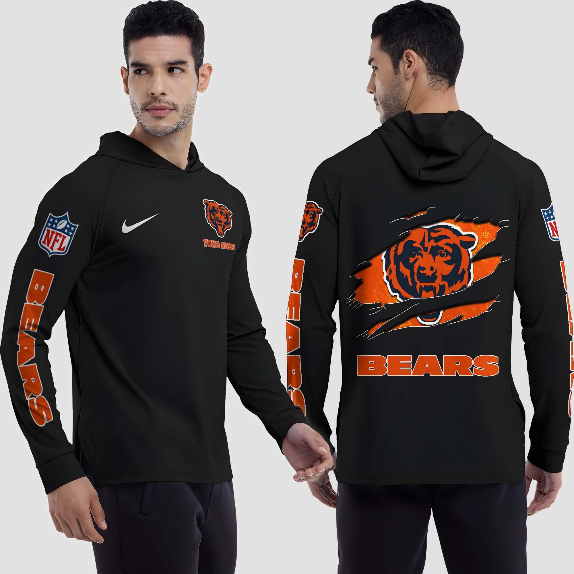 Alternative view of Chicago Bears Split Hem Hoodie Custom Your Name, Sport Hoodie, Sport Gifts For Fan EHIVM-0211787