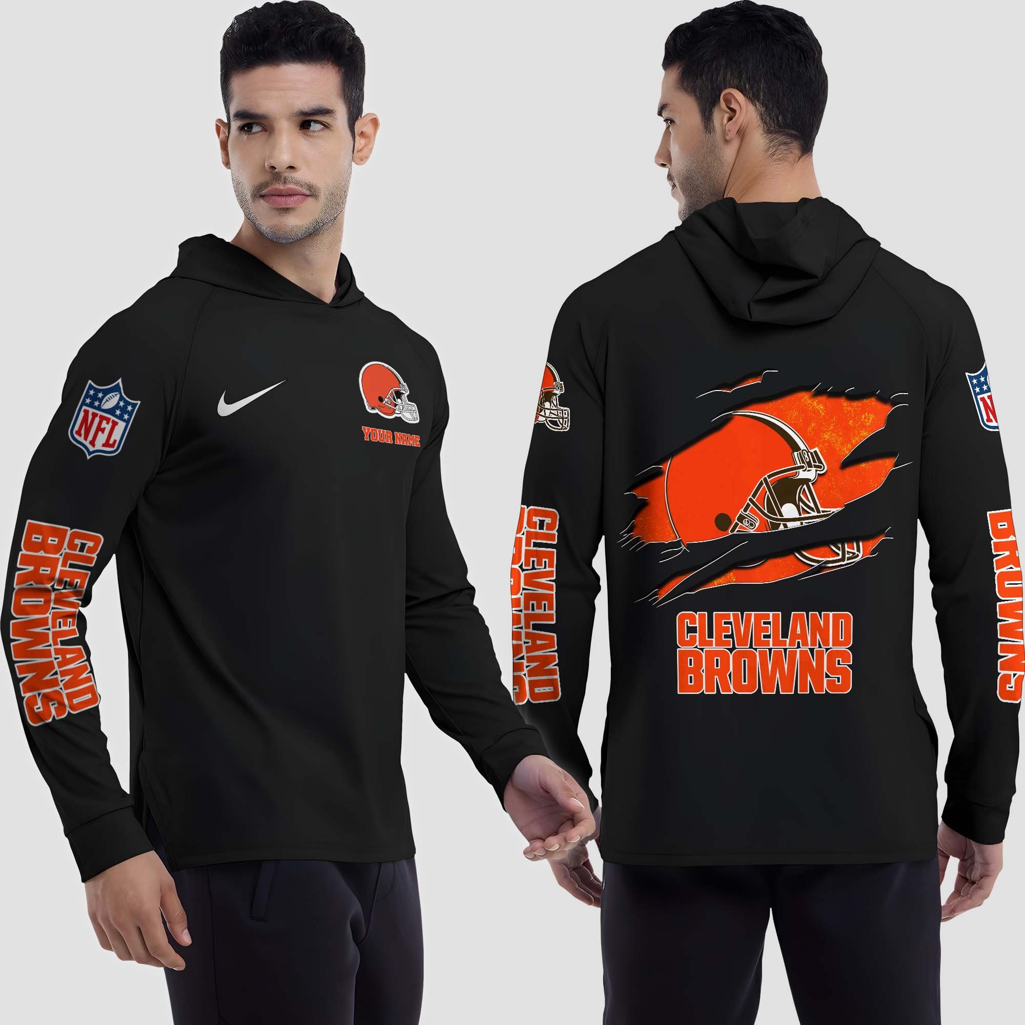 Alternative view of Cleveland Browns Split Hem Hoodie Custom Your Name, Sport Hoodie, Sport Gifts For Fan EHIVM-0211787