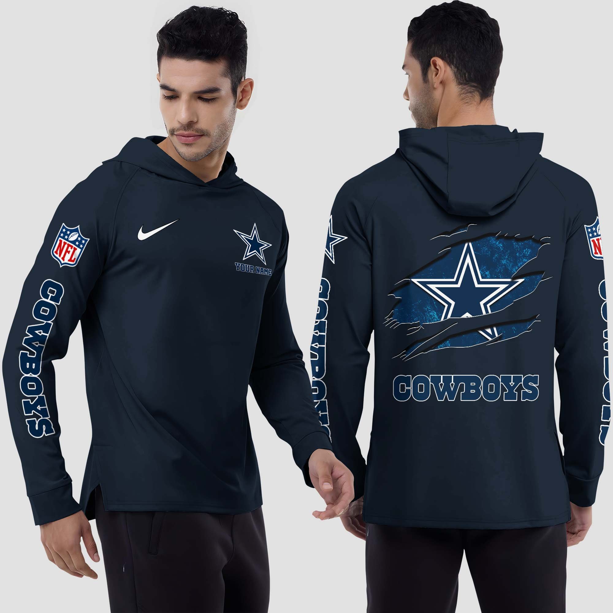 Dallas Cowboys Split Hem Hoodie Custom Your Name, Sport Hoodie, Sport Gifts For Fan EHIVM-0211787