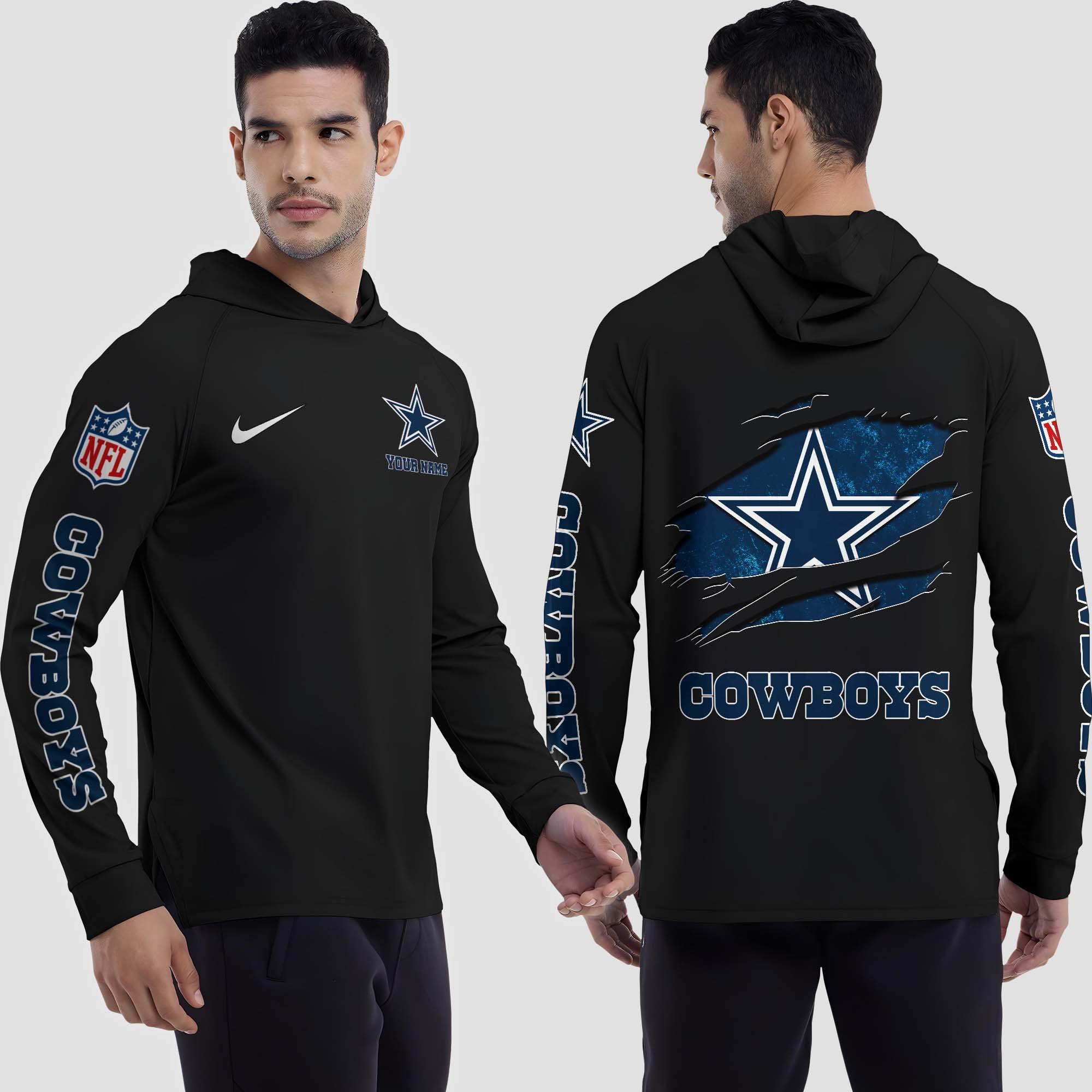 Alternative view of Dallas Cowboys Split Hem Hoodie Custom Your Name, Sport Hoodie, Sport Gifts For Fan EHIVM-0211787