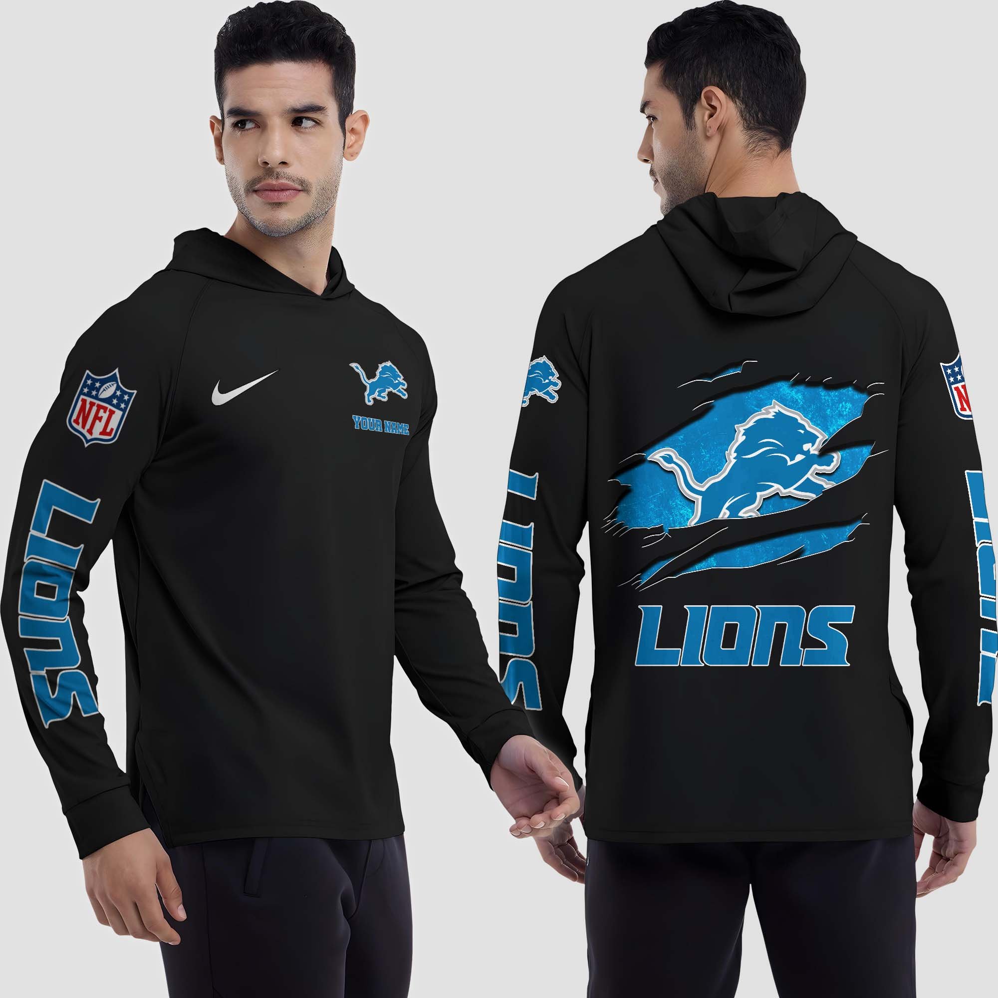 Alternative view of Detroit Lions Split Hem Hoodie Custom Your Name, Sport Hoodie, Sport Gifts For Fan EHIVM-0211787