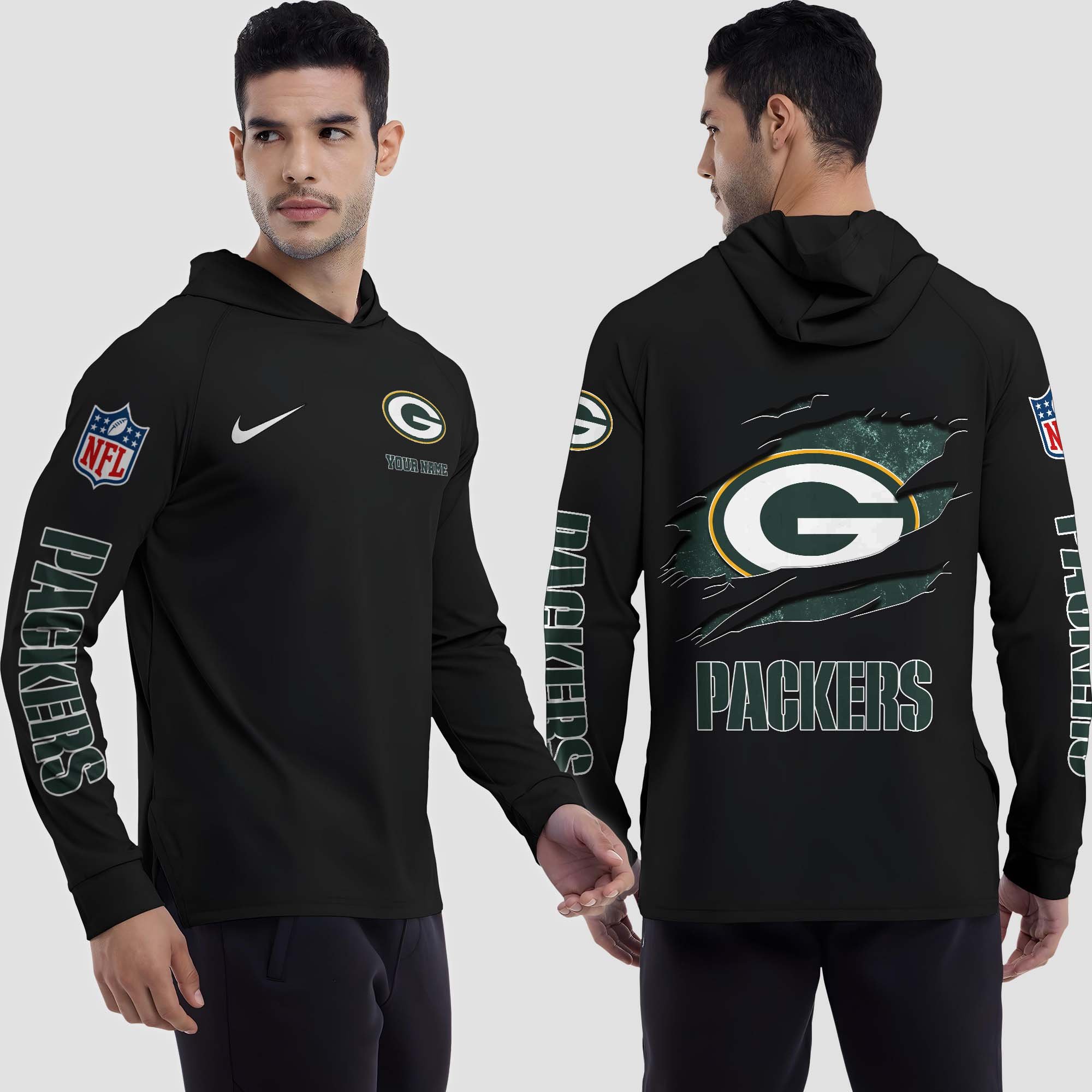 Alternative view of Green Bay Packers Split Hem Hoodie Custom Your Name, Sport Hoodie, Sport Gifts For Fan EHIVM-0211787