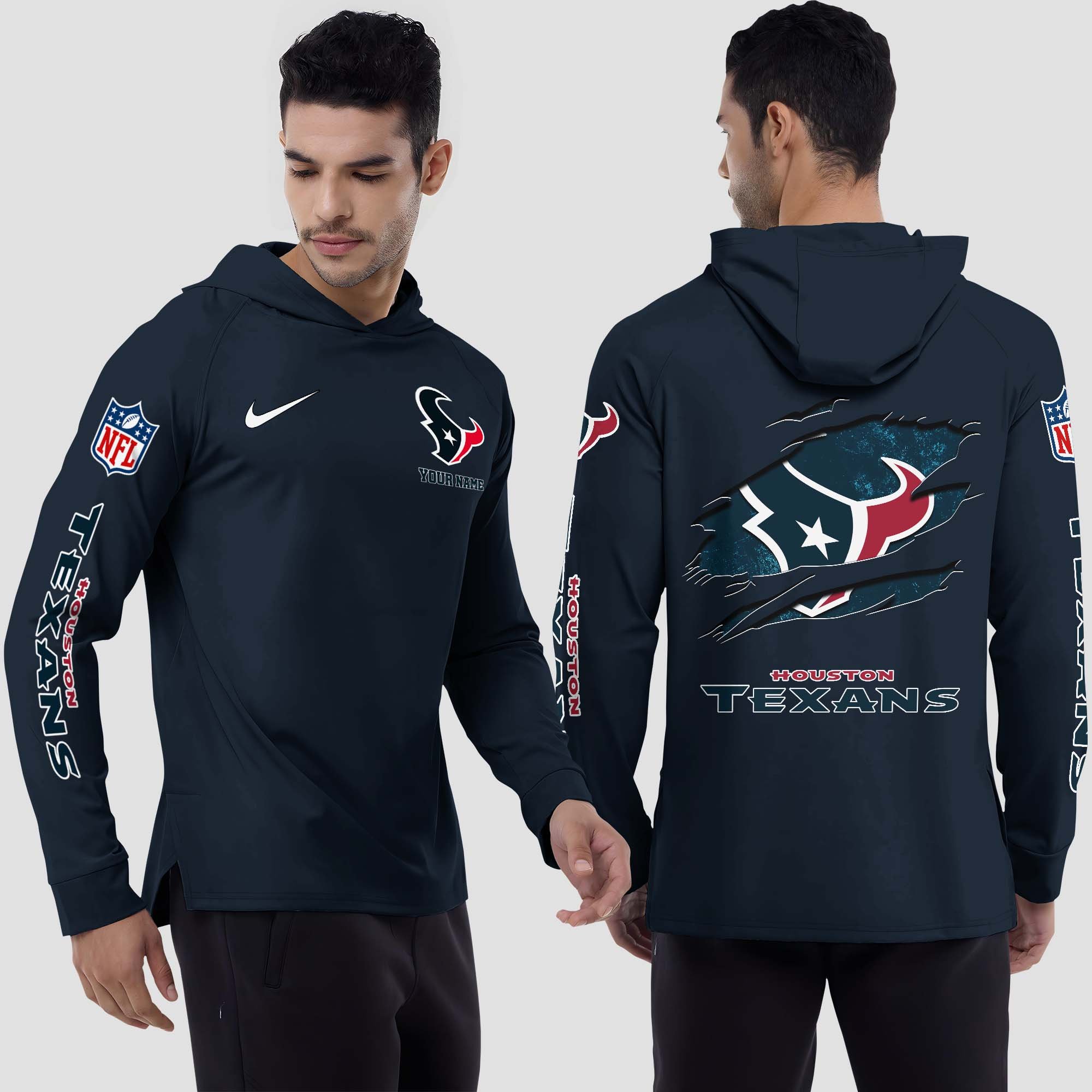 Houston Texans Split Hem Hoodie Custom Your Name, Sport Hoodie, Sport Gifts For Fan EHIVM-0211787