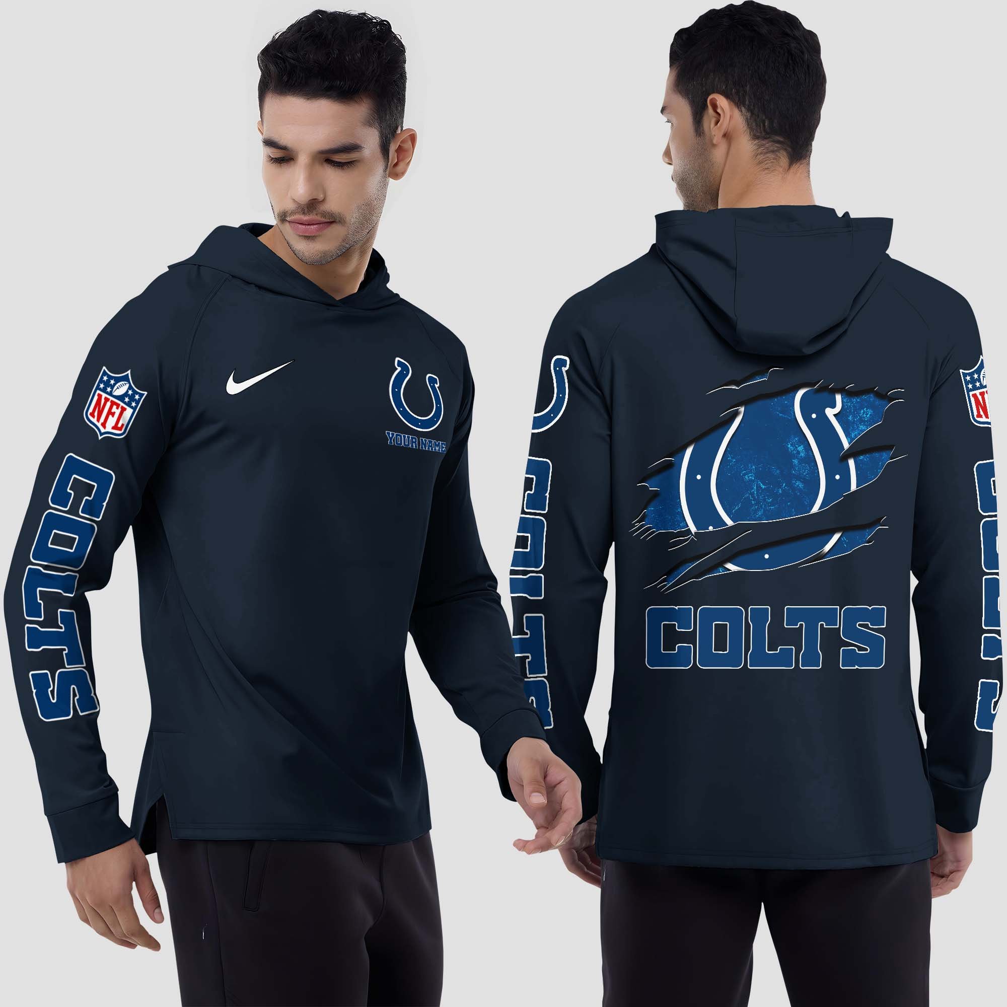 Indianapolis Colts Split Hem Hoodie Custom Your Name, Sport Hoodie, Sport Gifts For Fan EHIVM-0211787