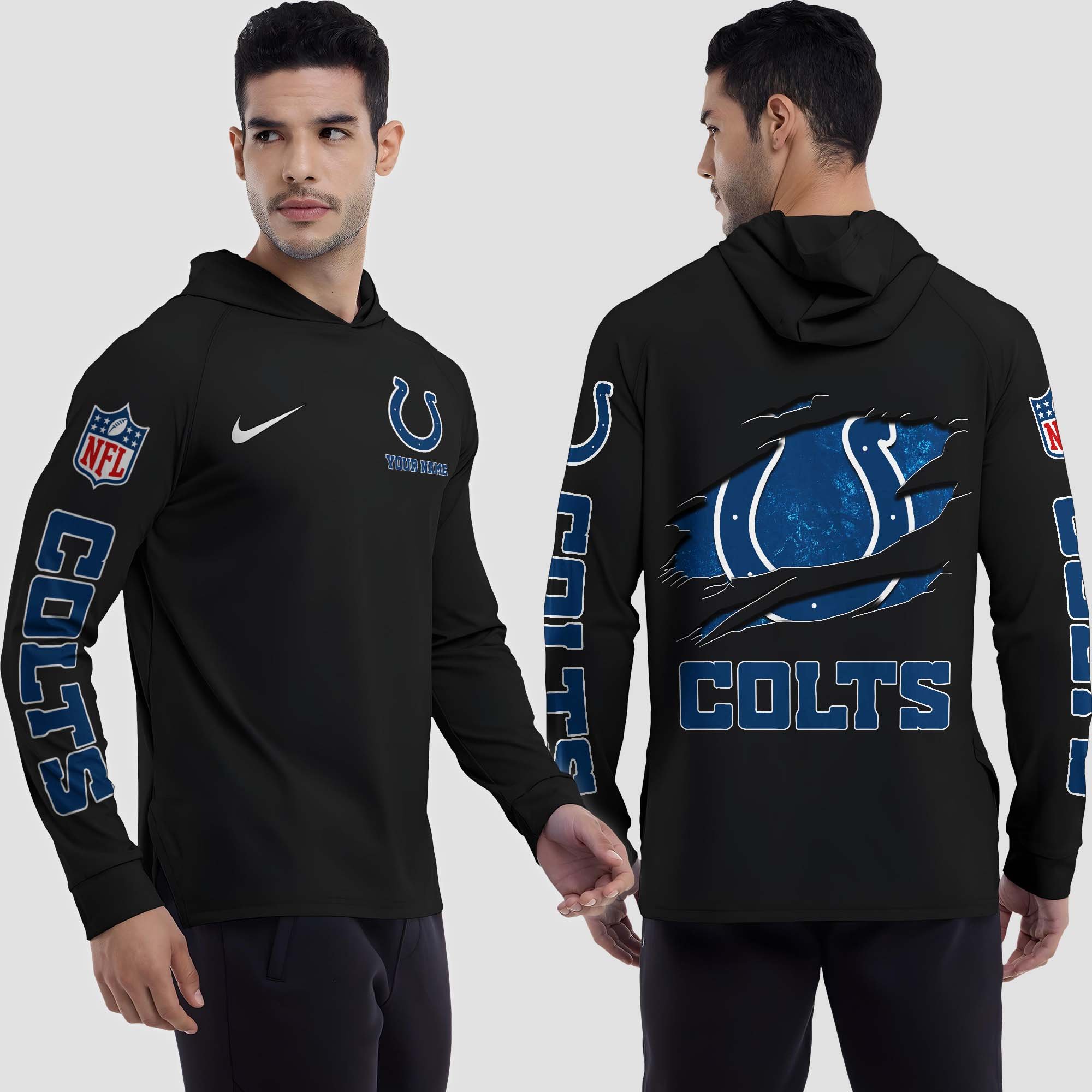 Alternative view of Indianapolis Colts Split Hem Hoodie Custom Your Name, Sport Hoodie, Sport Gifts For Fan EHIVM-0211787