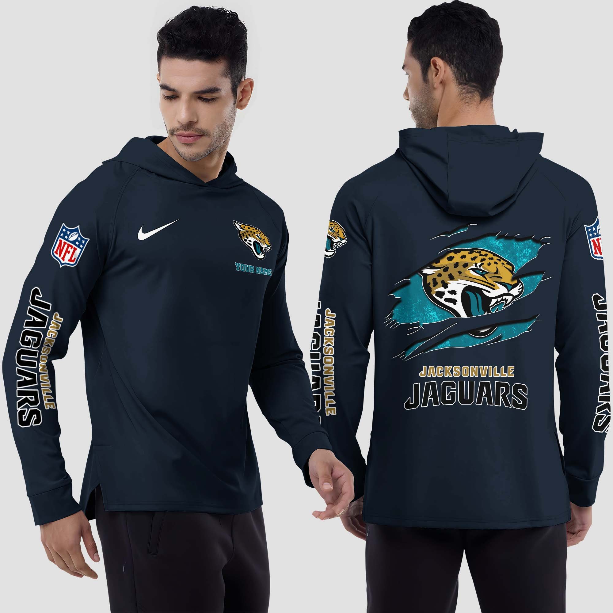 Jacksonville Jaguars Split Hem Hoodie Custom Your Name, Sport Hoodie, Sport Gifts For Fan EHIVM-0211787