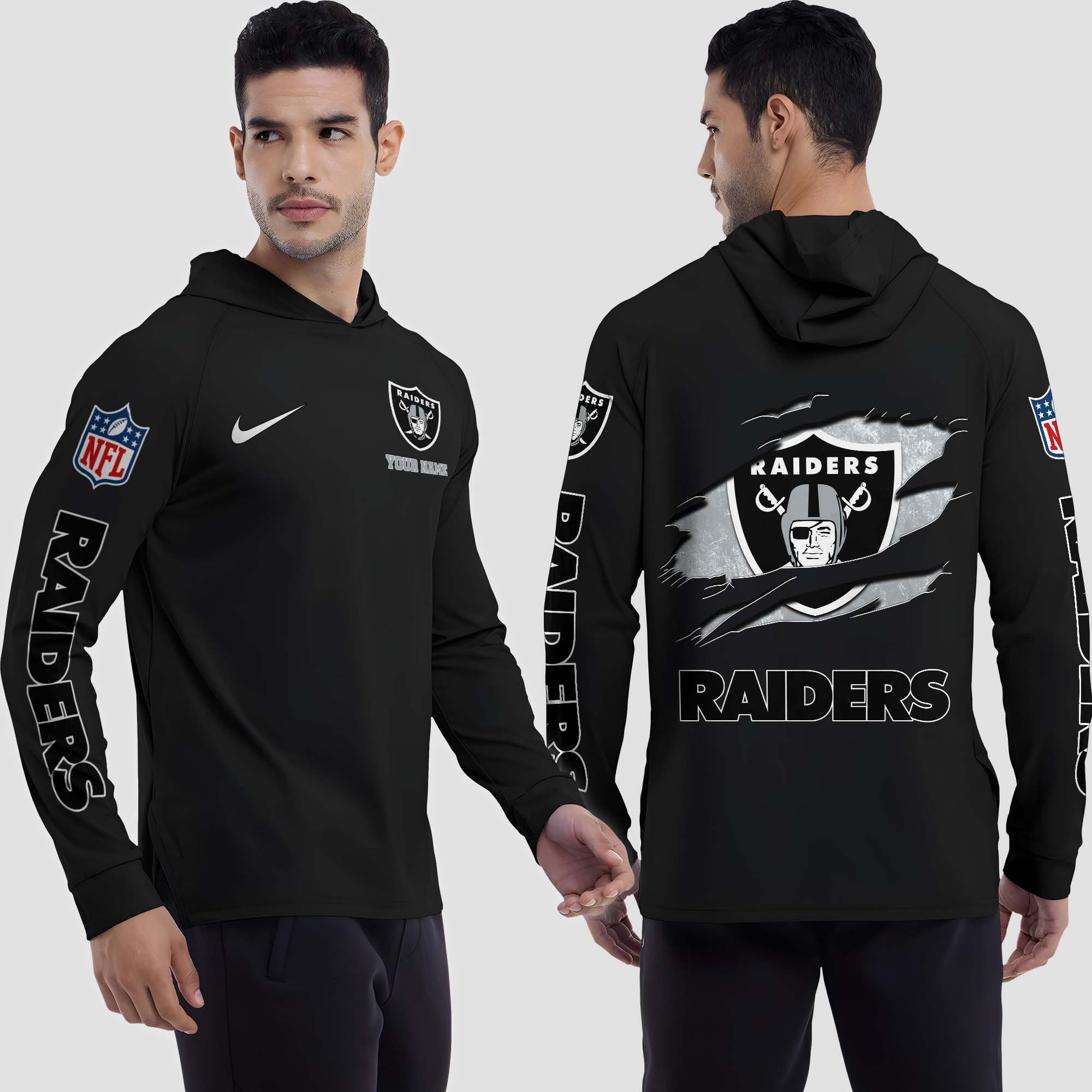Alternative view of Las Vegas Raiders Split Hem Hoodie Custom Your Name, Sport Hoodie, Sport Gifts For Fan EHIVM-0211787