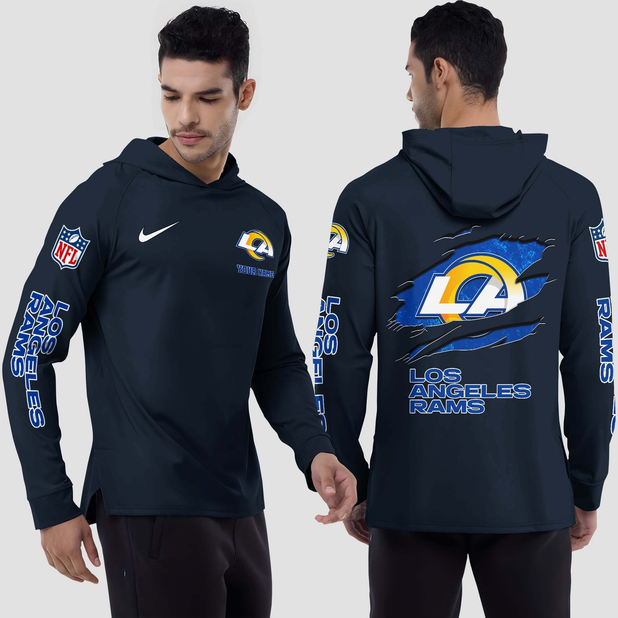 Los Angeles Rams Split Hem Hoodie Custom Your Name, Sport Hoodie, Sport Gifts For Fan EHIVM-0211787