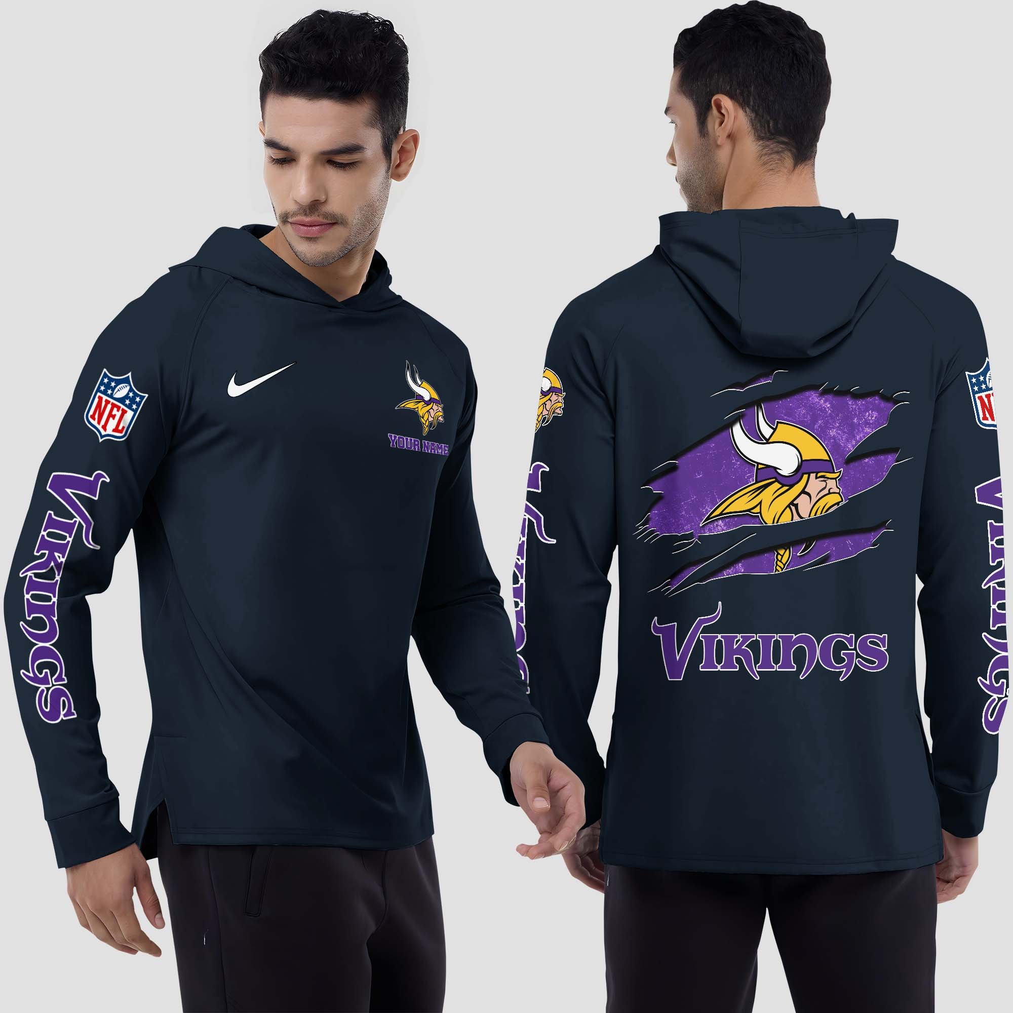 Minnesota Vikings Split Hem Hoodie Custom Your Name, Sport Hoodie, Sport Gifts For Fan EHIVM-0211787