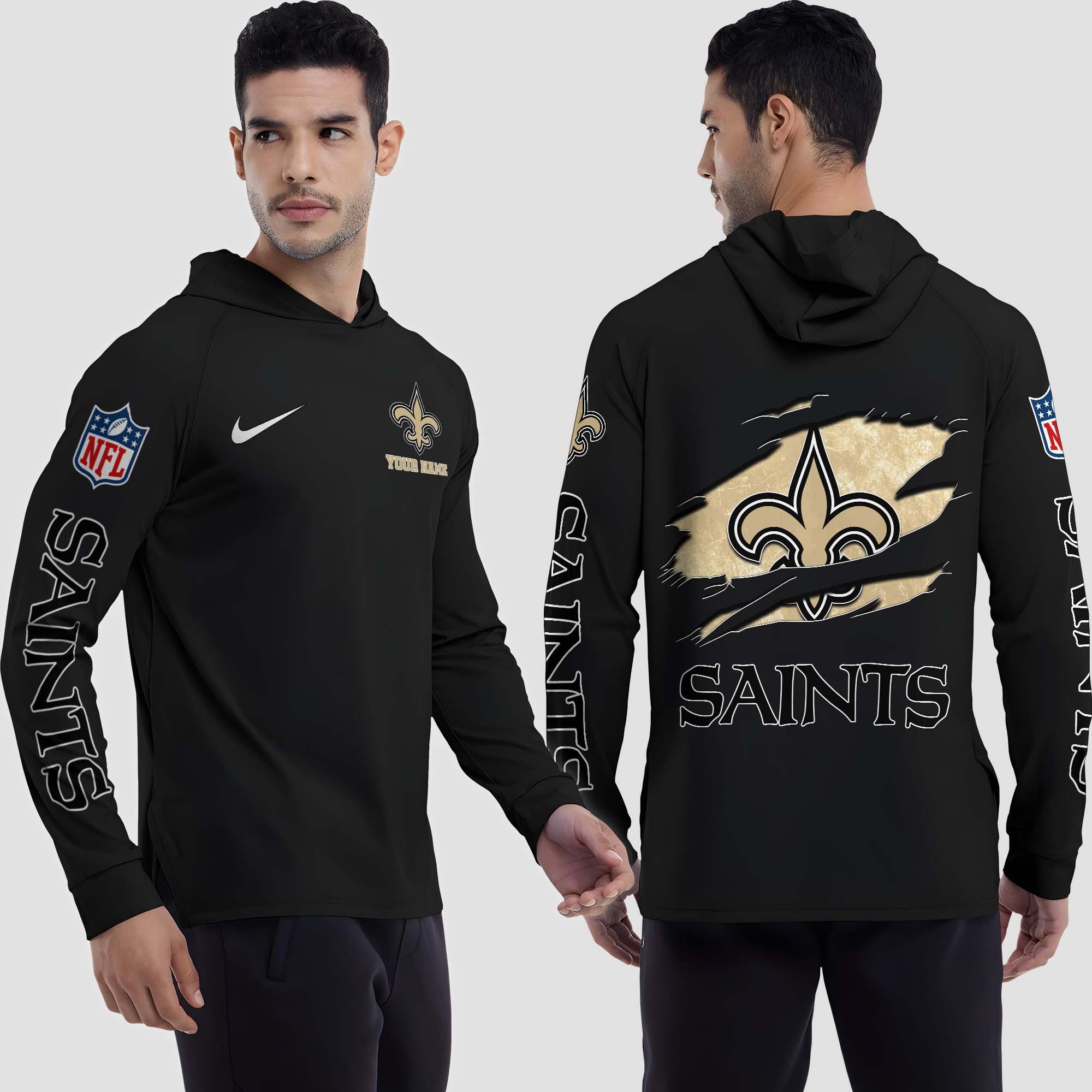 Alternative view of New Orleans Saints Split Hem Hoodie Custom Your Name, Sport Hoodie, Sport Gifts For Fan EHIVM-0211787