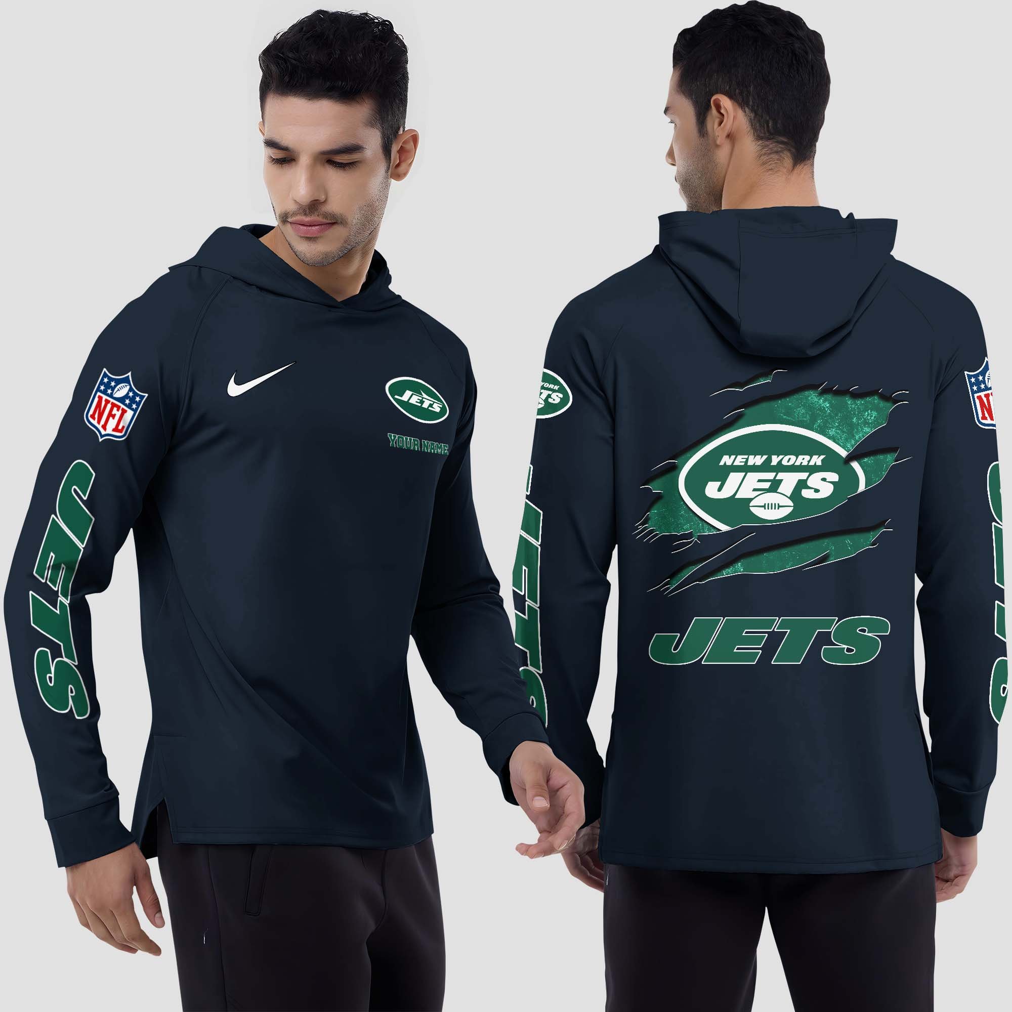 New York Jets Split Hem Hoodie Custom Your Name, Sport Hoodie, Sport Gifts For Fan EHIVM-0211787
