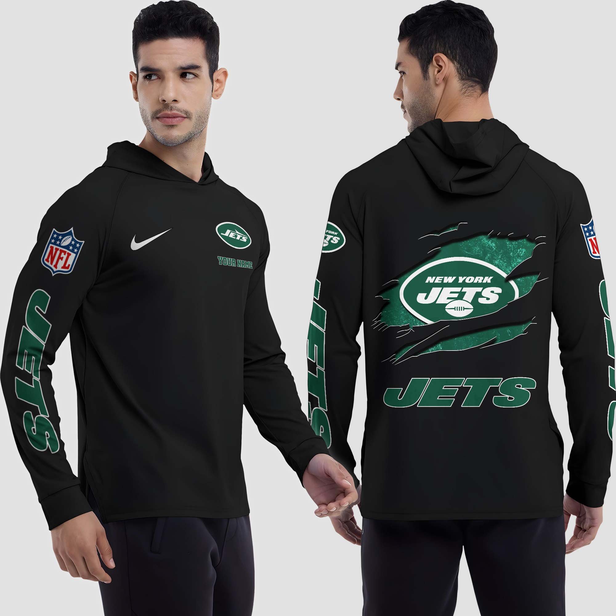 Alternative view of New York Jets Split Hem Hoodie Custom Your Name, Sport Hoodie, Sport Gifts For Fan EHIVM-0211787