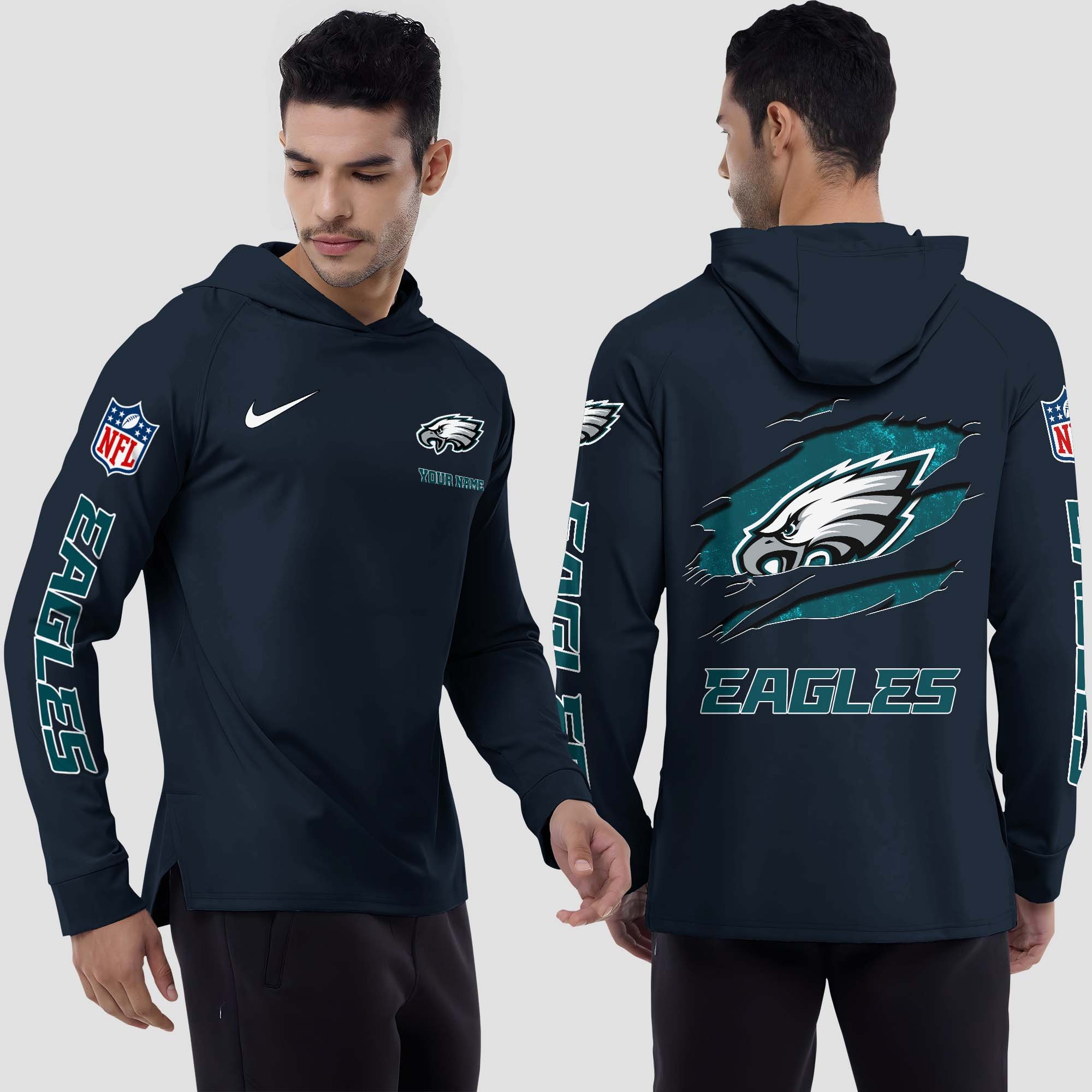Philadelphia Eagles Split Hem Hoodie Custom Your Name, Sport Hoodie, Sport Gifts For Fan EHIVM-0211787