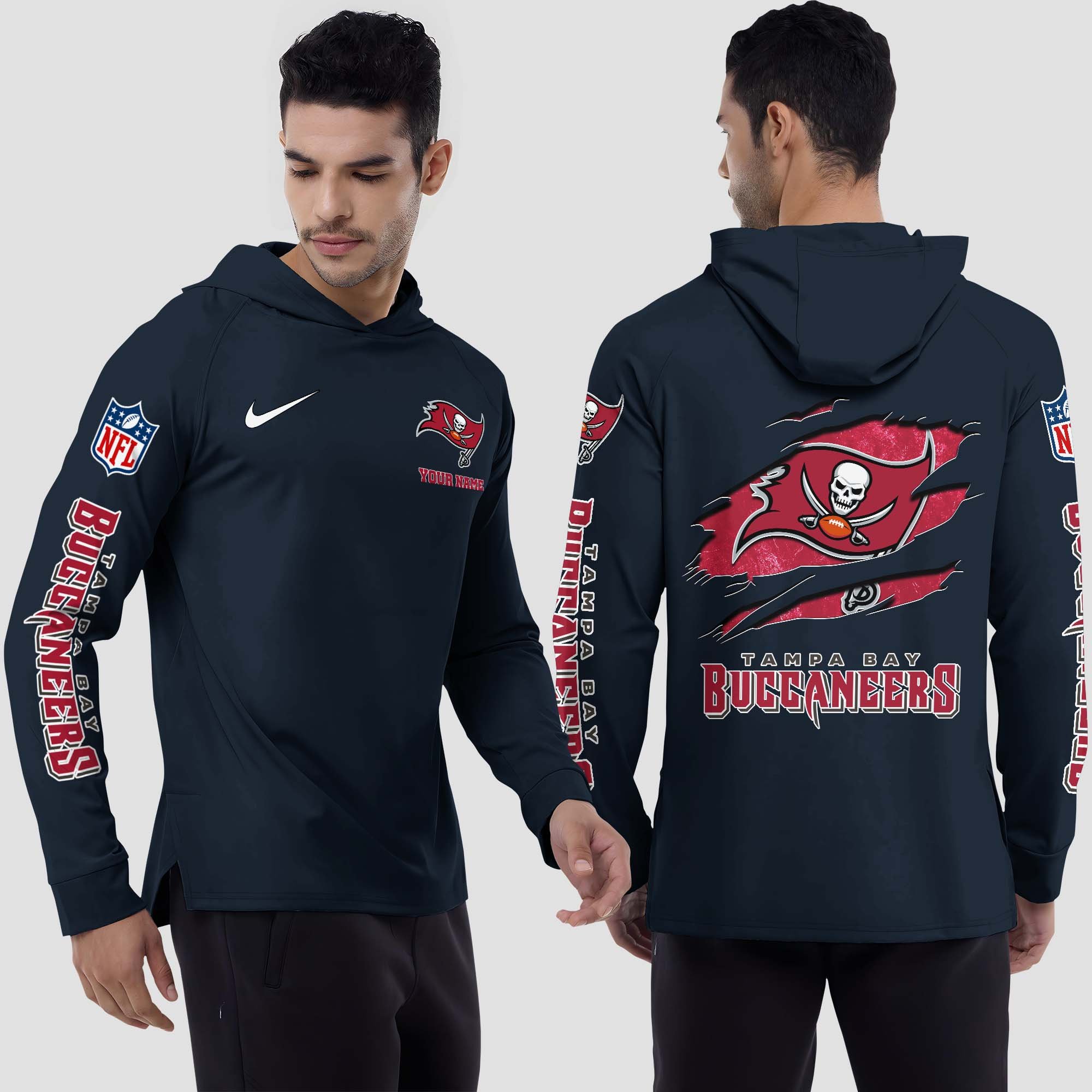 Tampa Bay Buccaneers Split Hem Hoodie Custom Your Name, Sport Hoodie, Sport Gifts For Fan EHIVM-0211787