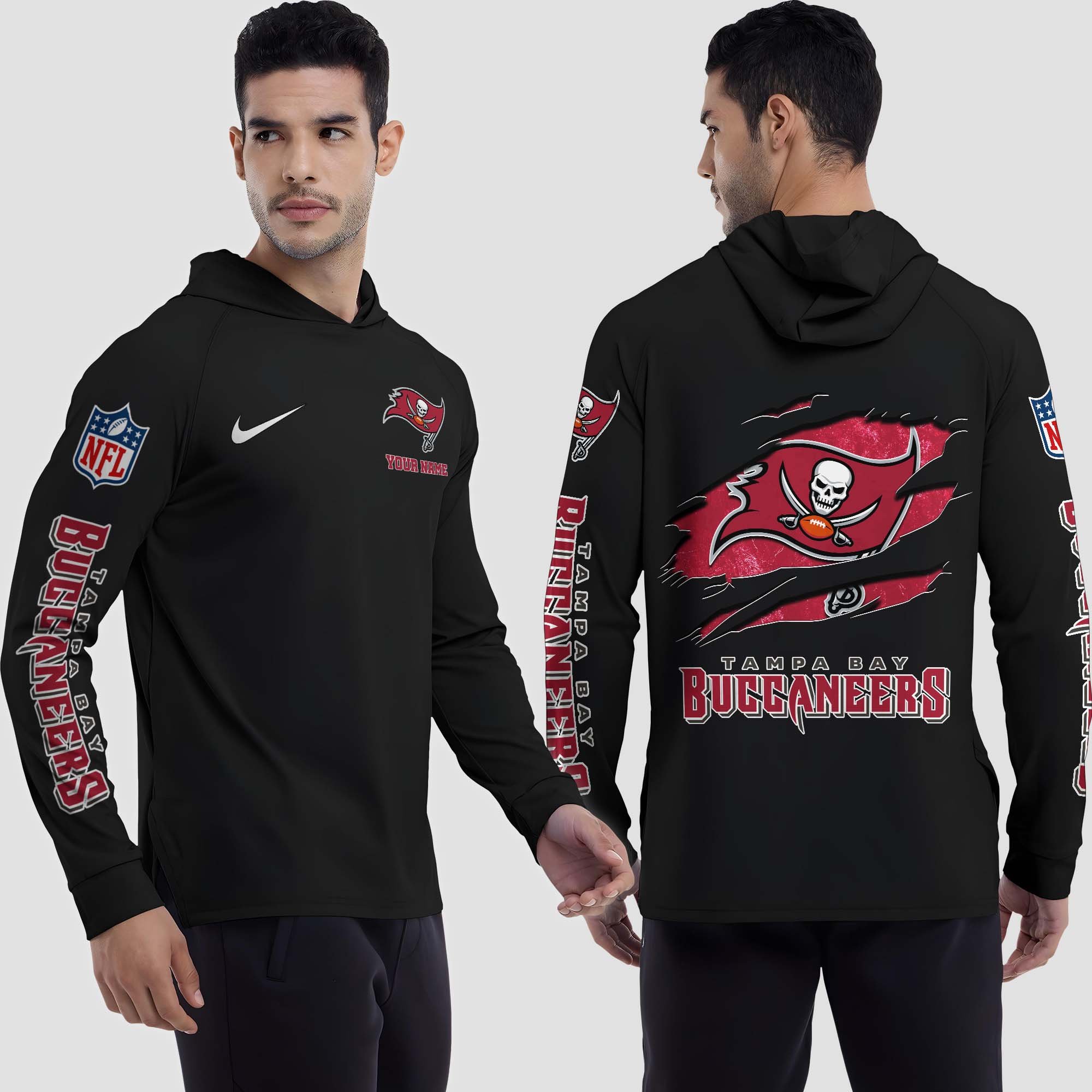 Alternative view of Tampa Bay Buccaneers Split Hem Hoodie Custom Your Name, Sport Hoodie, Sport Gifts For Fan EHIVM-0211787