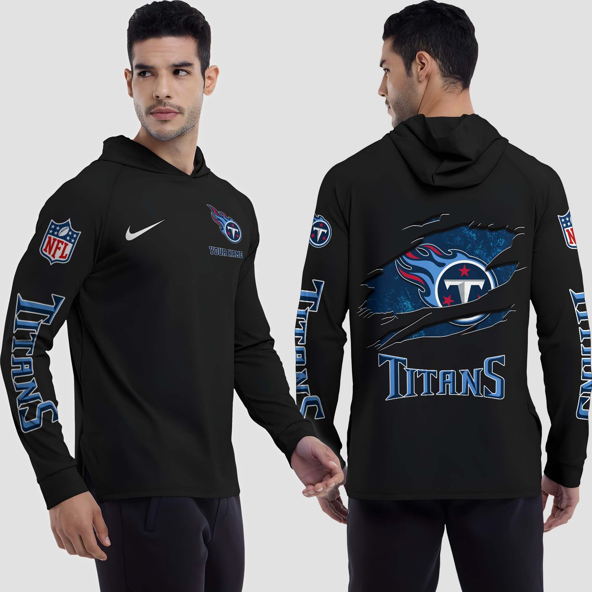 Alternative view of Tennessee Titans Split Hem Hoodie Custom Your Name, Sport Hoodie, Sport Gifts For Fan EHIVM-0211787