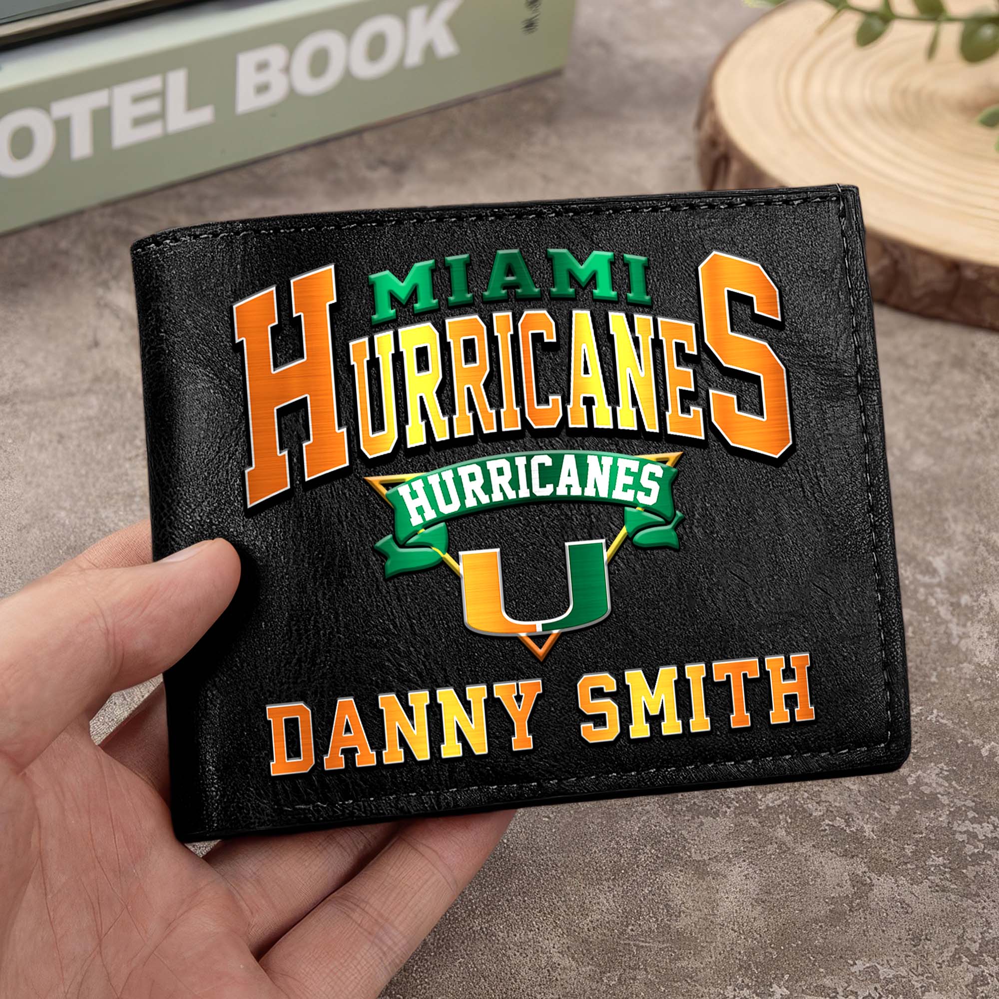 Miami Hurricanes Men Wallet Custom Your Name, Football Team Men Wallet For Fans, Gifts For Football Lovers EHIVM-02261050