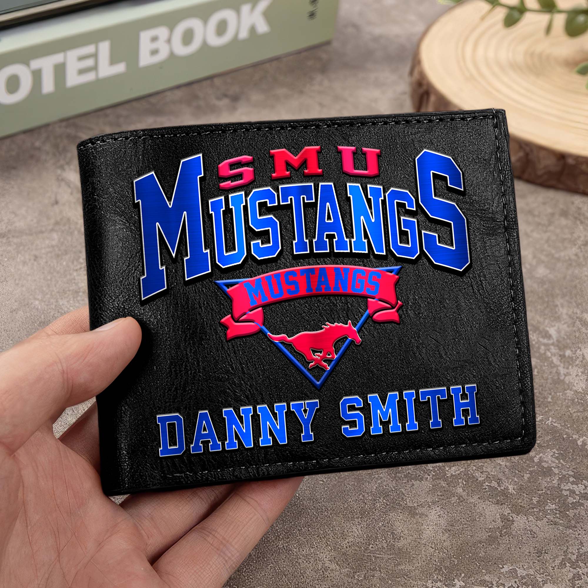 SMU Mustangs Men Wallet Custom Your Name, Football Team Men Wallet For Fans, Gifts For Football Lovers EHIVM-02261050