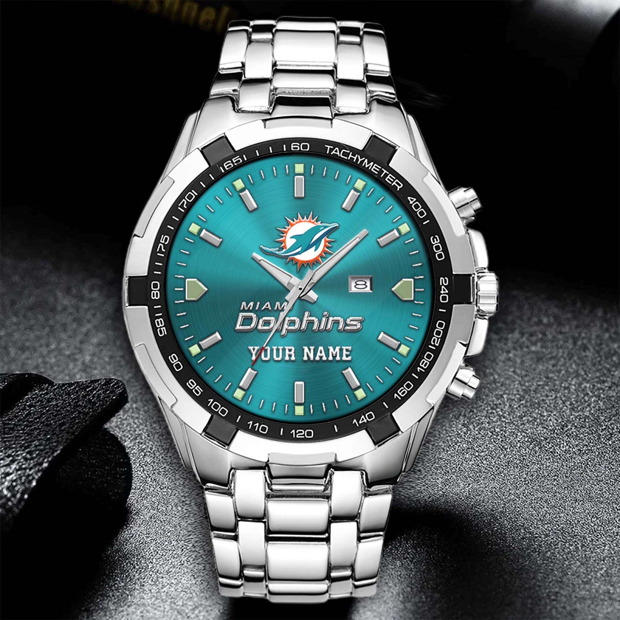Alternative view of Miami Dolphins Alloy Men Quartz Watch Custom Your Name, Sport Men Watch, FootBall Fan Gifts EHIVM-0213860