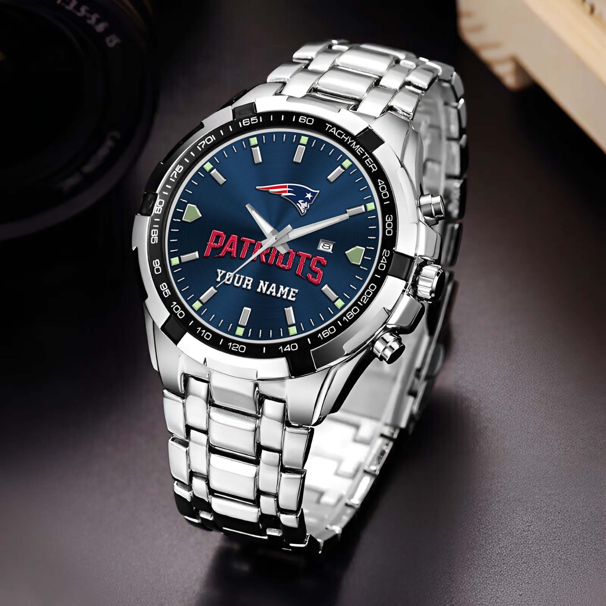 New England Patriots Alloy Men Quartz Watch Custom Your Name, Sport Men Watch, FootBall Fan Gifts EHIVM-0213860