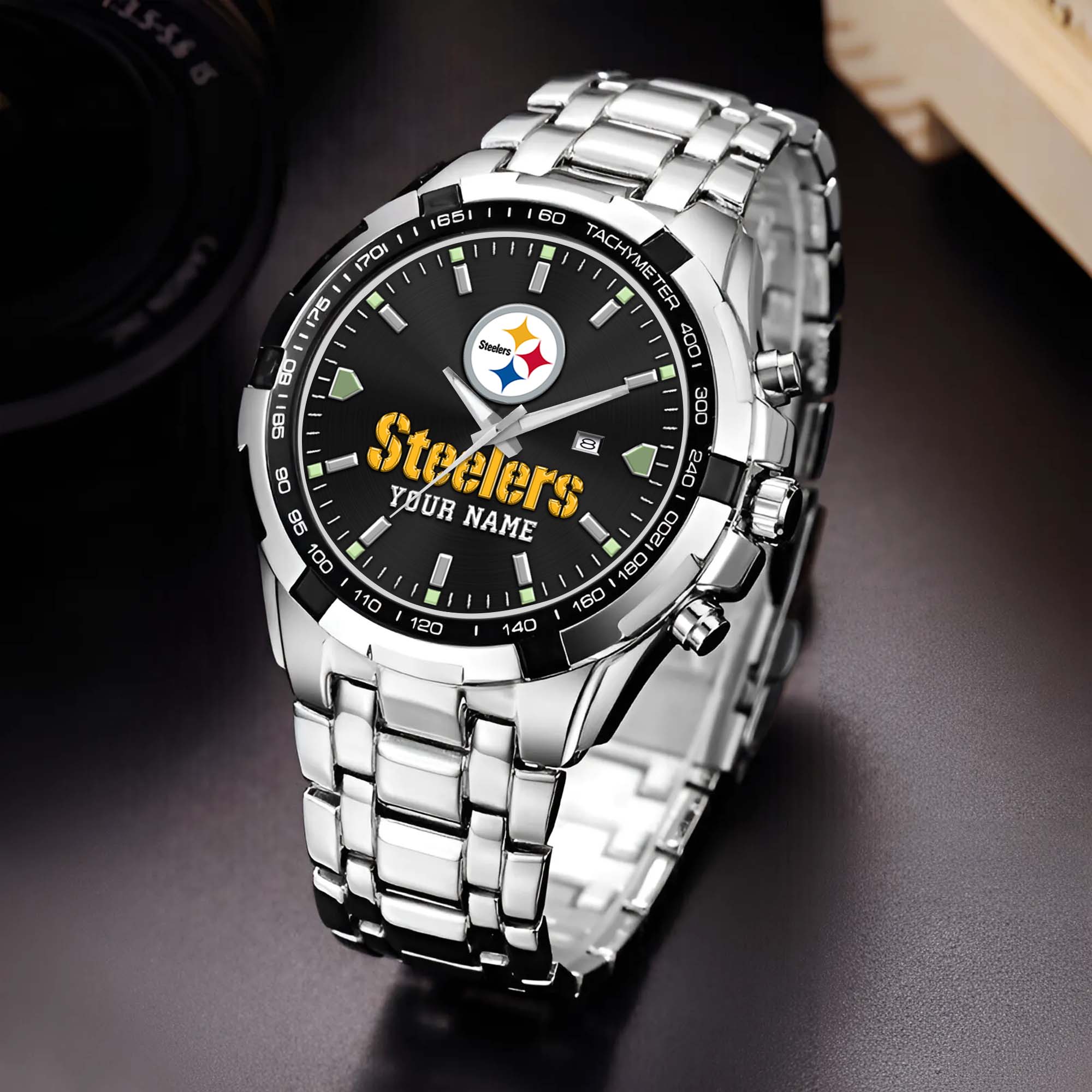Pittsburgh Steelers Alloy Men Quartz Watch Custom Your Name, Sport Men Watch, FootBall Fan Gifts EHIVM-0213860