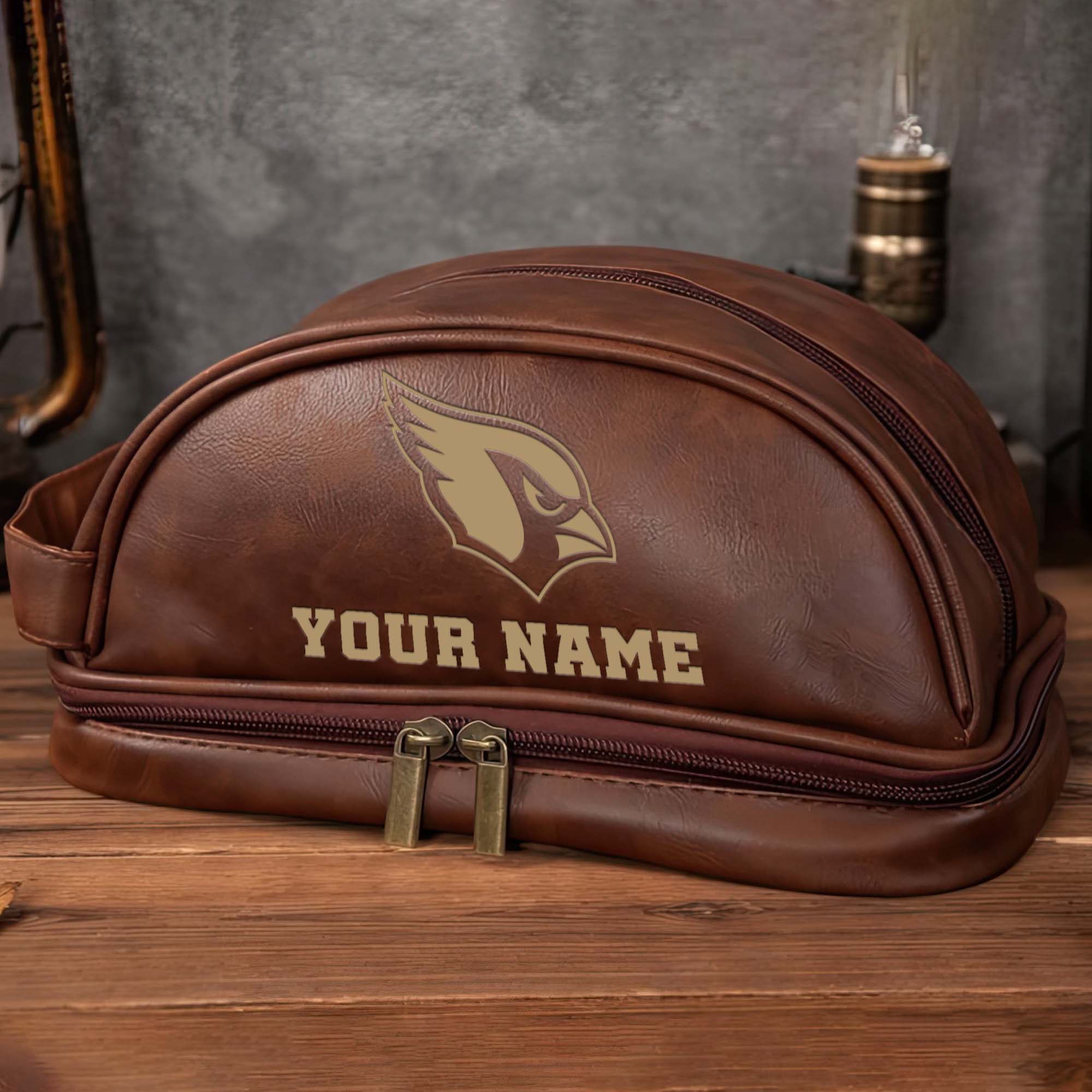 Alternative view of Arizona Cardinals Men's Leather Toiletry Bag, Engraved Leather Dopp Kit Bag, Football Fan Gifts EHIVM-0218931