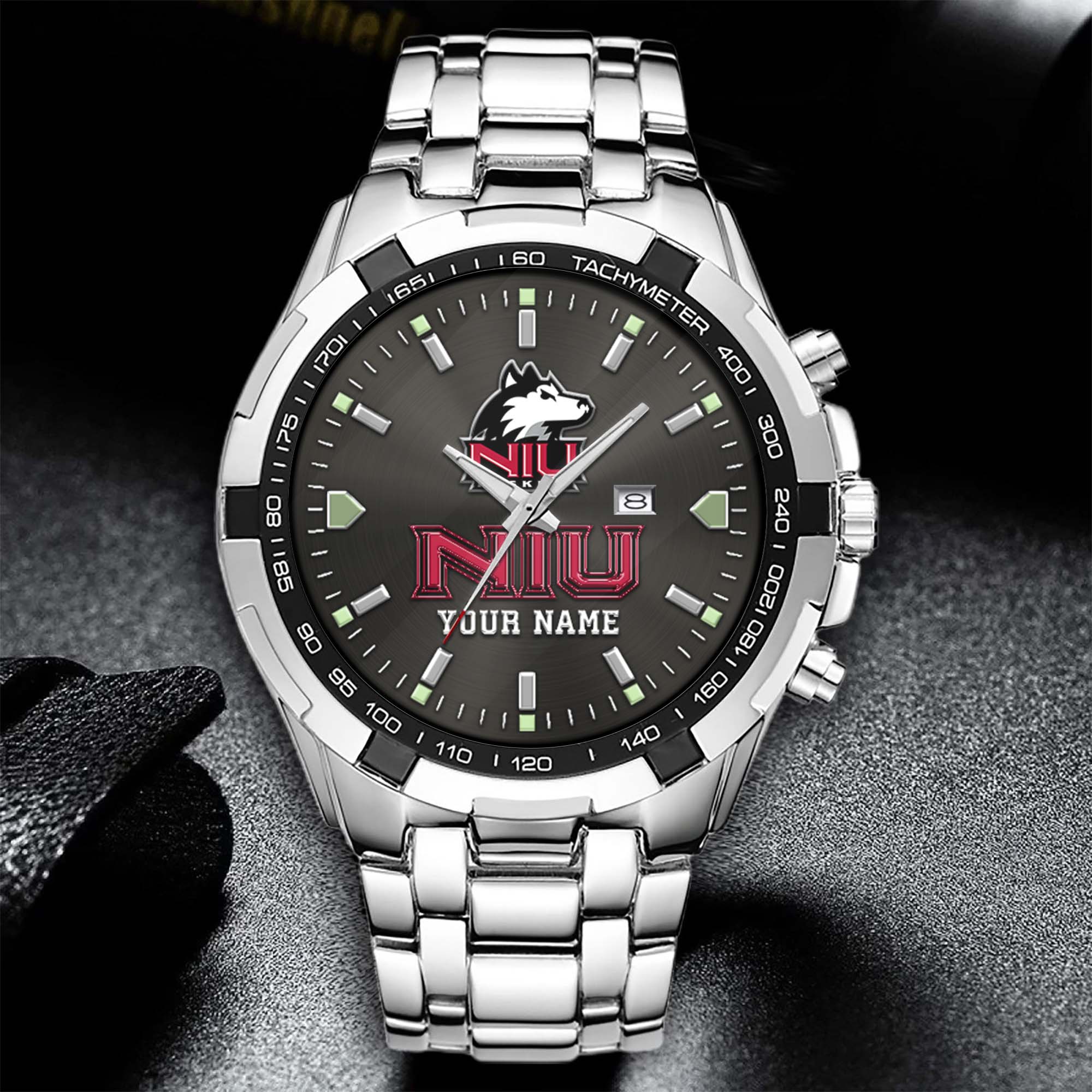 Alternative view of Northern Illinois Huskies Alloy Men Quartz Watch Custom Your Name, Sport Men Watch, FootBall Fan Gifts EHIVM-02261048