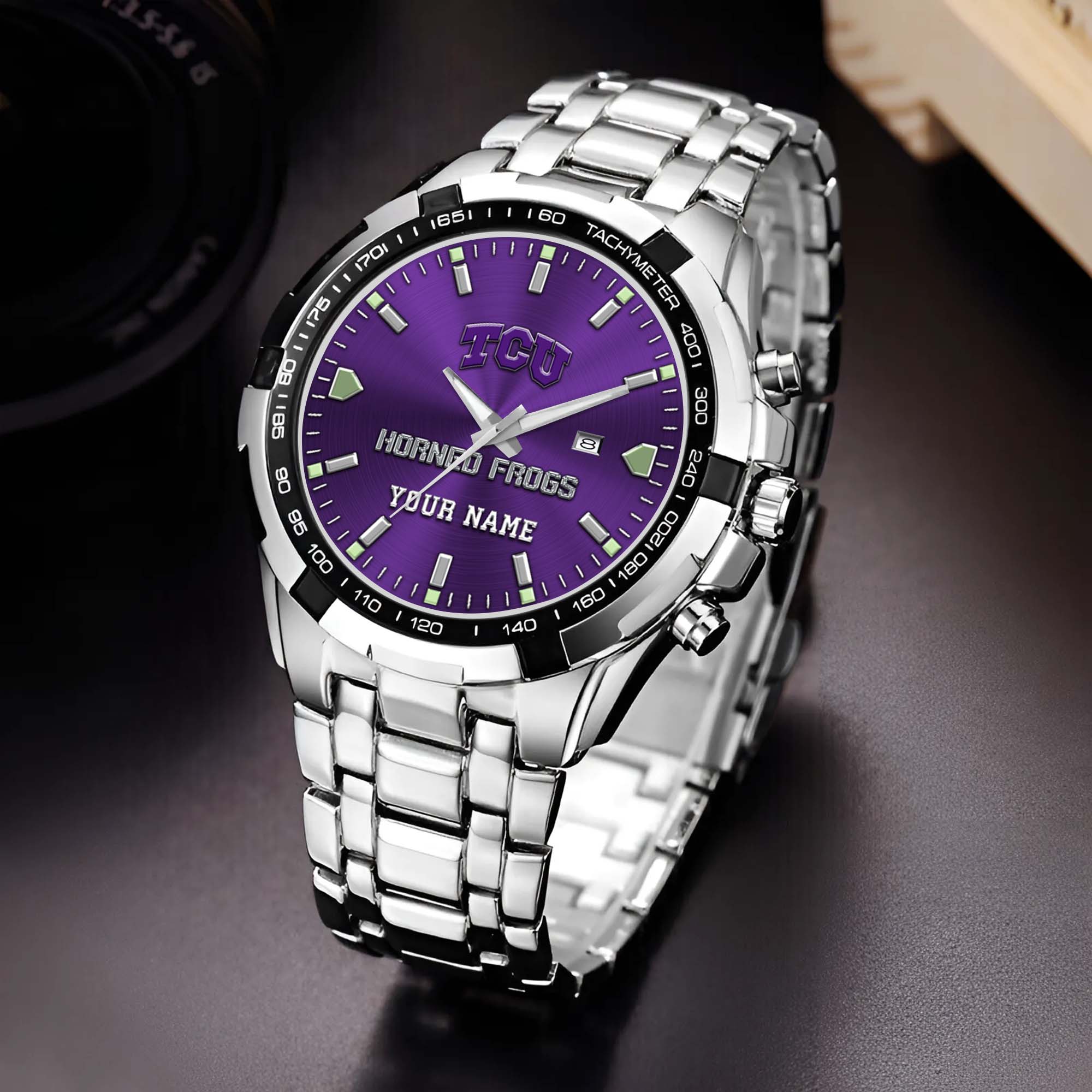TCU Horned Frogs Alloy Men Quartz Watch Custom Your Name, Sport Men Watch, FootBall Fan Gifts EHIVM-02261048