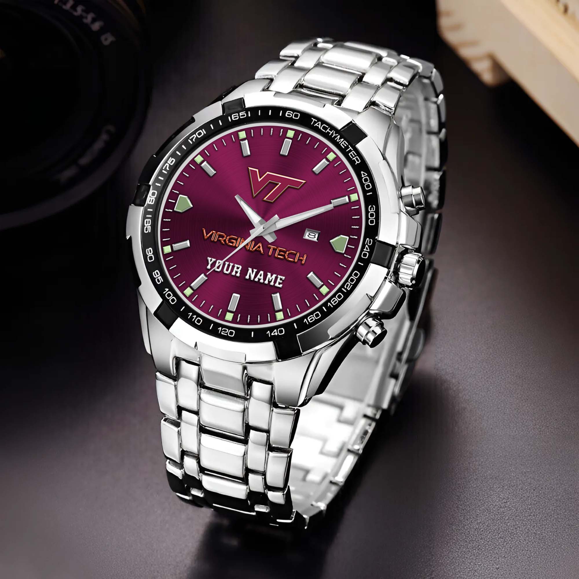 Virginia Tech Hokies Alloy Men Quartz Watch Custom Your Name, Sport Men Watch, FootBall Fan Gifts EHIVM-02261048