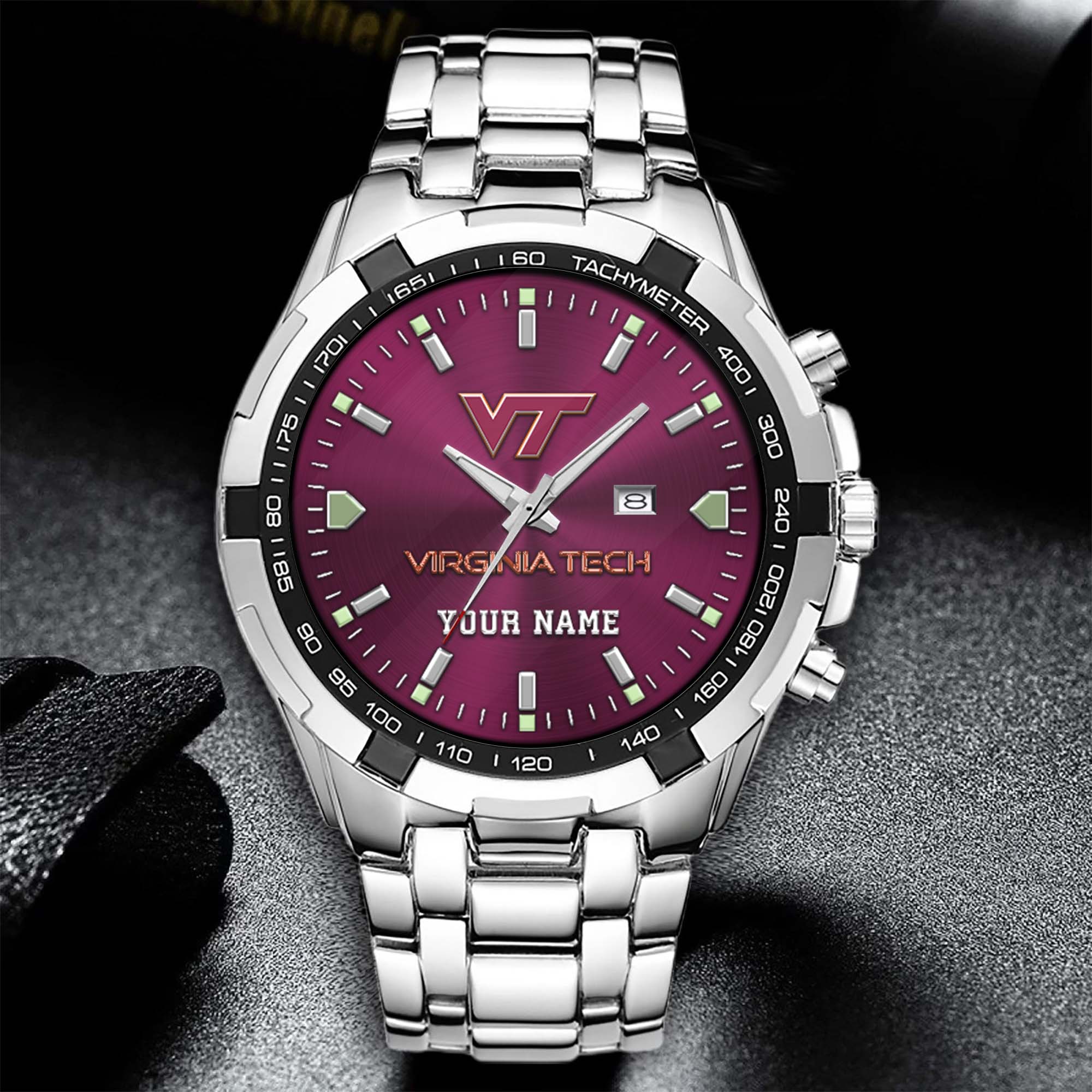 Alternative view of Virginia Tech Hokies Alloy Men Quartz Watch Custom Your Name, Sport Men Watch, FootBall Fan Gifts EHIVM-02261048