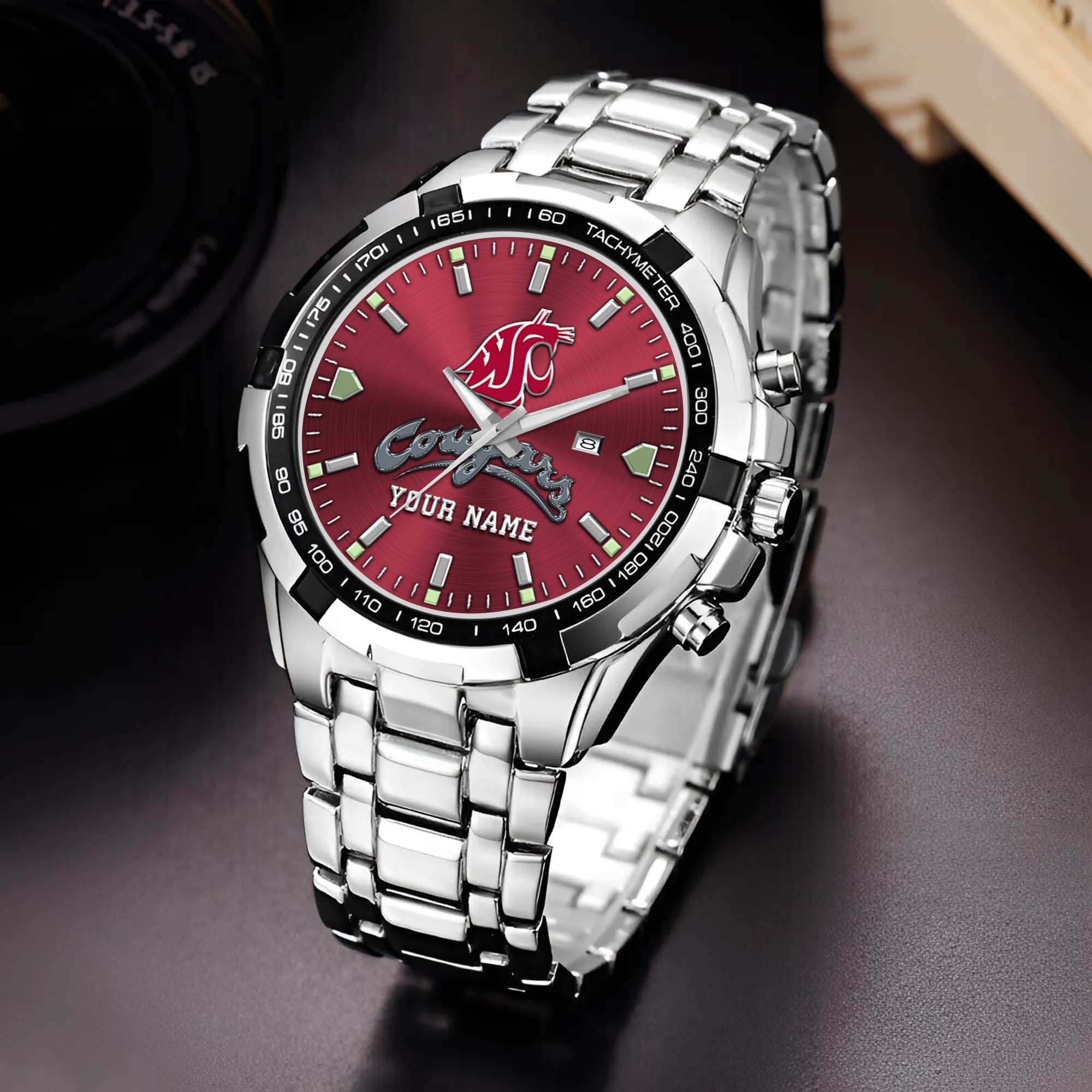 Washington State Cougars Alloy Men Quartz Watch Custom Your Name, Sport Men Watch, FootBall Fan Gifts EHIVM-02261048