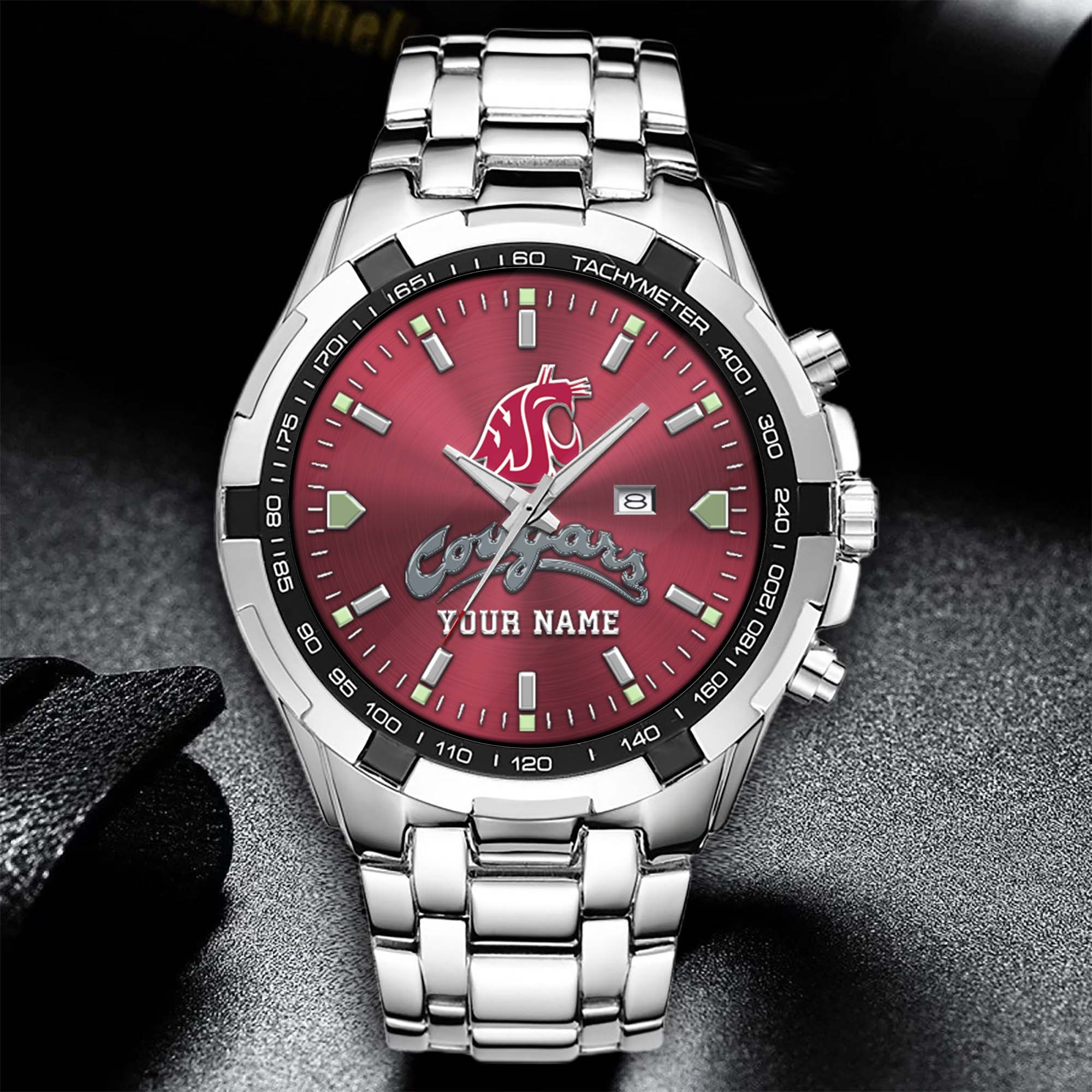 Alternative view of Washington State Cougars Alloy Men Quartz Watch Custom Your Name, Sport Men Watch, FootBall Fan Gifts EHIVM-02261048