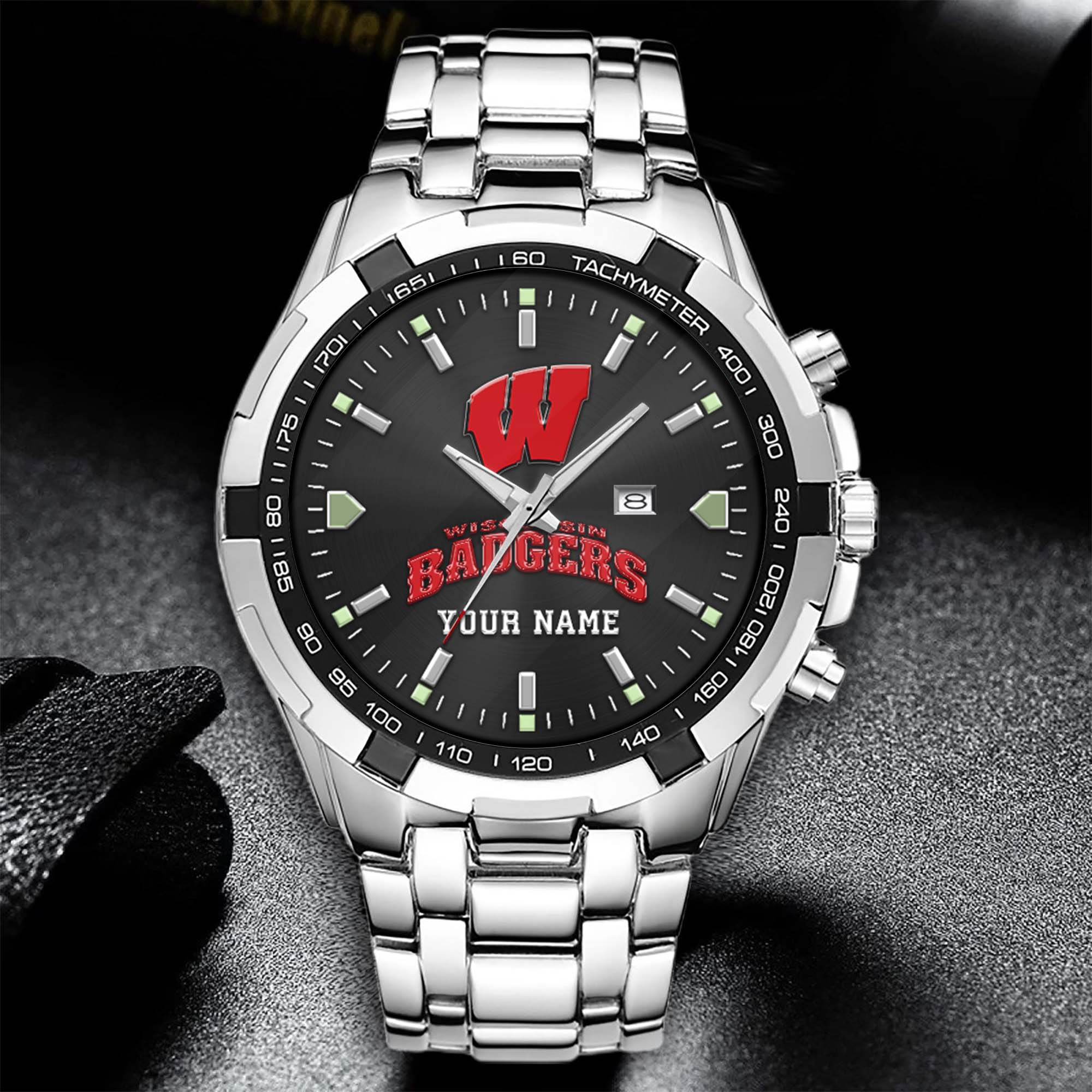 Alternative view of Wisconsin Badgers Alloy Men Quartz Watch Custom Your Name, Sport Men Watch, FootBall Fan Gifts EHIVM-02261048