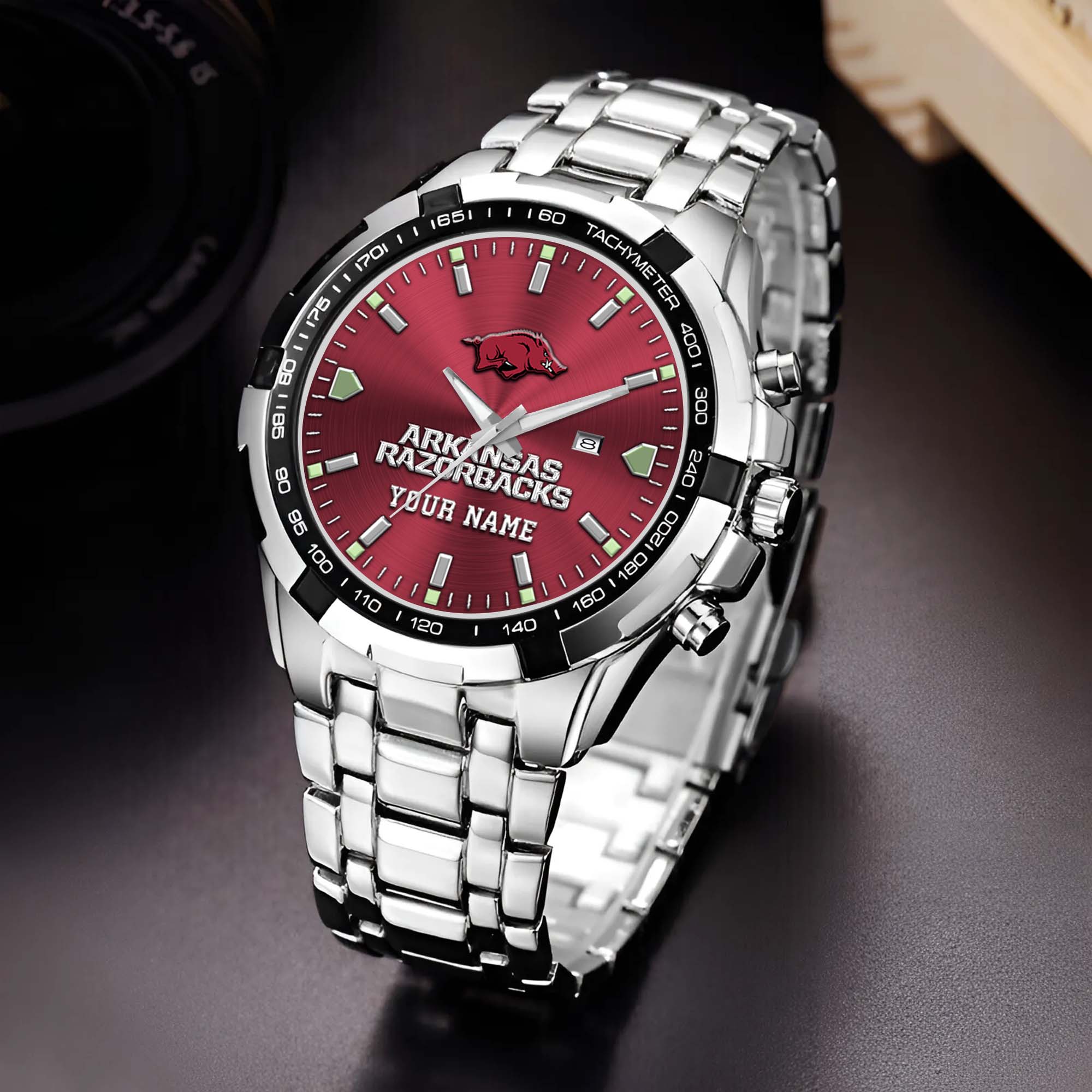Arkansas Razorbacks Alloy Men Quartz Watch Custom Your Name, Sport Men Watch, FootBall Fan Gifts EHIVM-02261048
