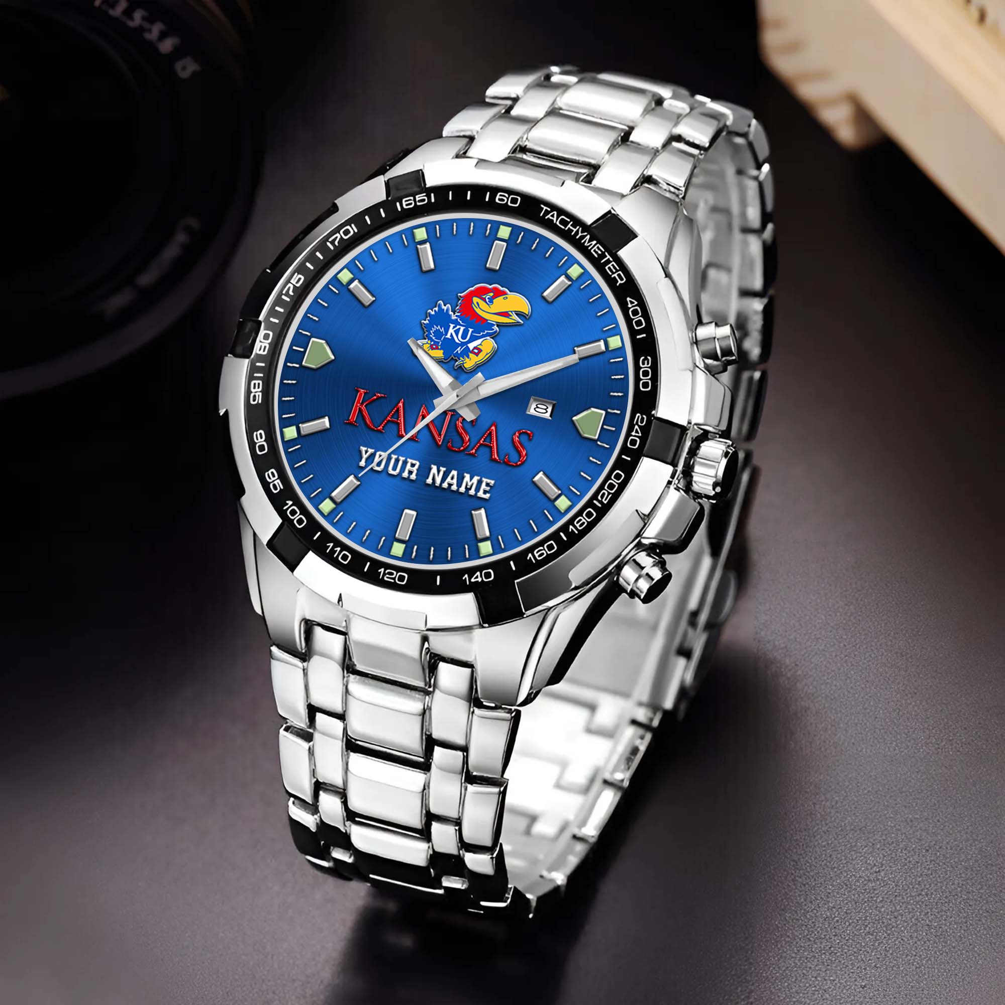 Kansas Jayhawks Alloy Men Quartz Watch Custom Your Name, Sport Men Watch, FootBall Fan Gifts EHIVM-02261048