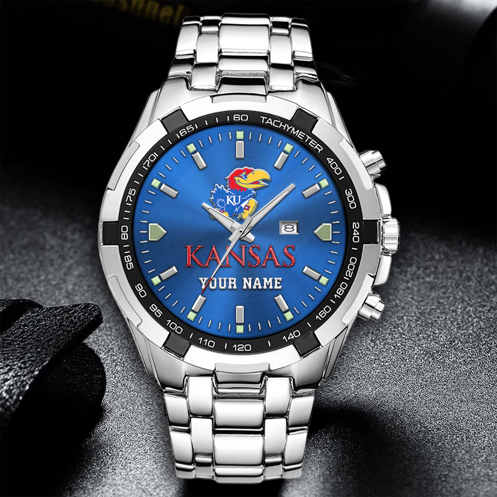 Alternative view of Kansas Jayhawks Alloy Men Quartz Watch Custom Your Name, Sport Men Watch, FootBall Fan Gifts EHIVM-02261048
