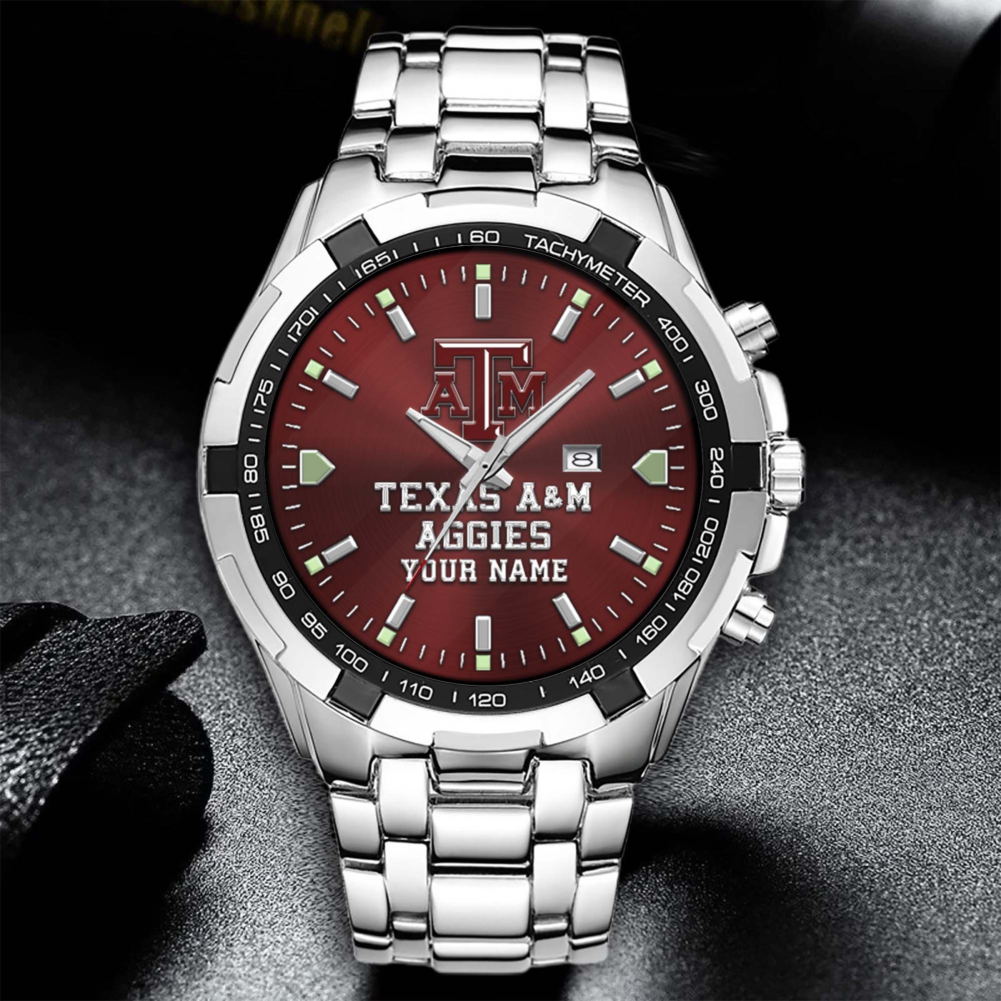 Alternative view of Texas A&M Aggies Alloy Men Quartz Watch Custom Your Name, Sport Men Watch, FootBall Fan Gifts EHIVM-02261048
