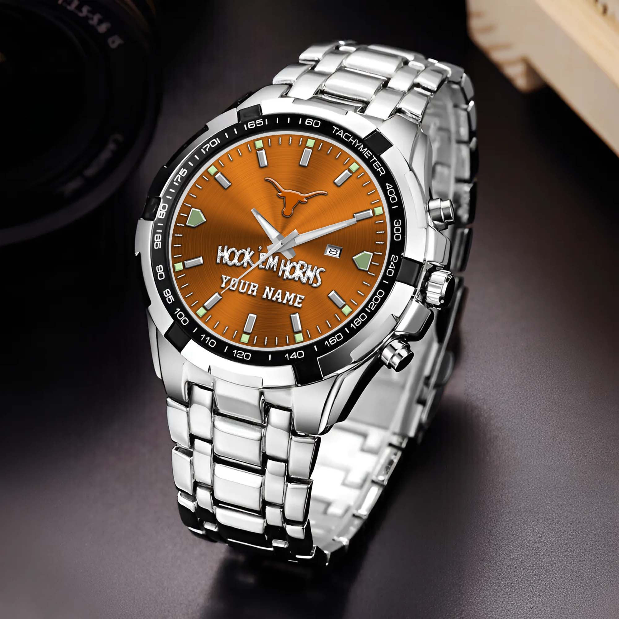 Texas Longhorns Alloy Men Quartz Watch Custom Your Name, Sport Men Watch, FootBall Fan Gifts EHIVM-02261048
