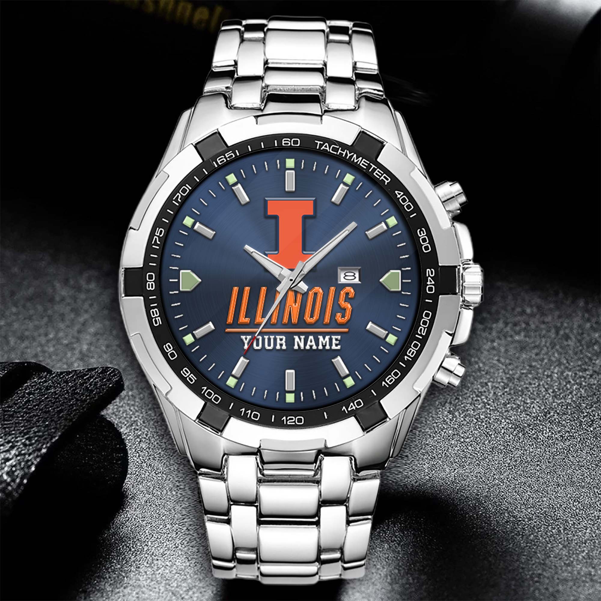 Alternative view of Illinois Fighting Illini Alloy Men Quartz Watch Custom Your Name, Sport Men Watch, FootBall Fan Gifts EHIVM-02261048