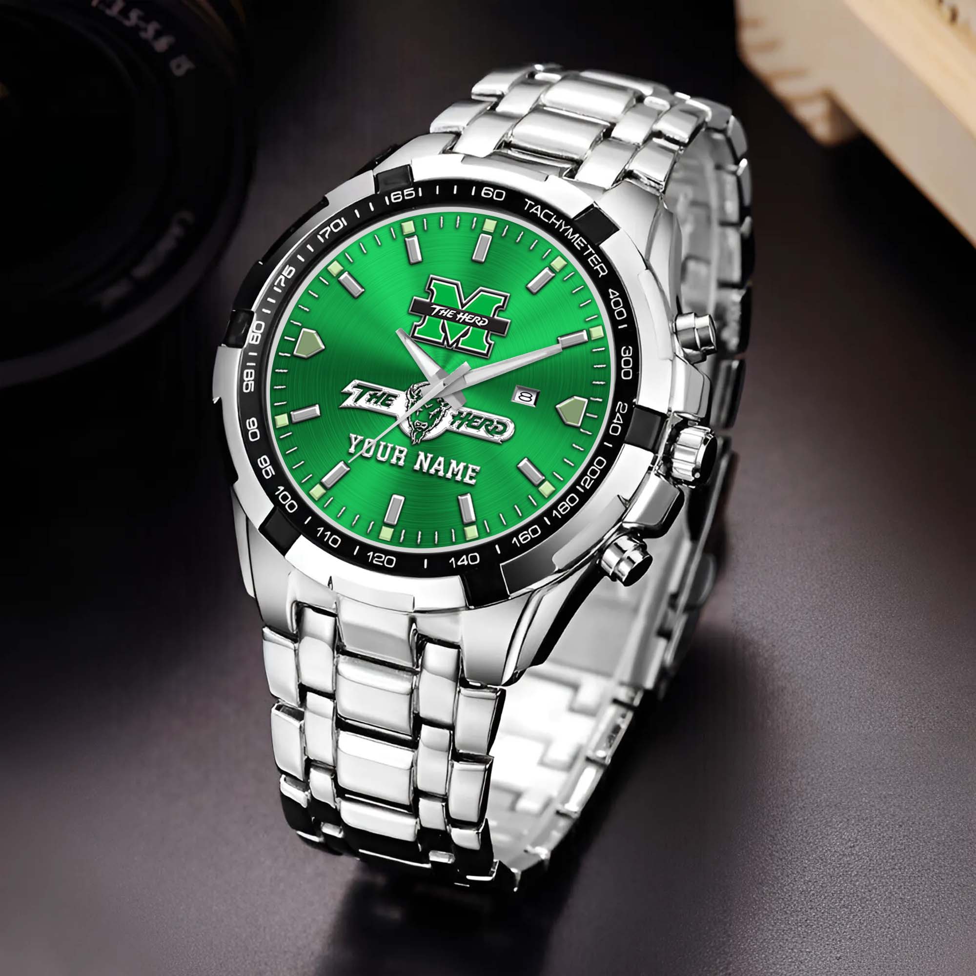 Marshall Thundering Herd Alloy Men Quartz Watch Custom Your Name, Sport Men Watch, FootBall Fan Gifts EHIVM-02261048