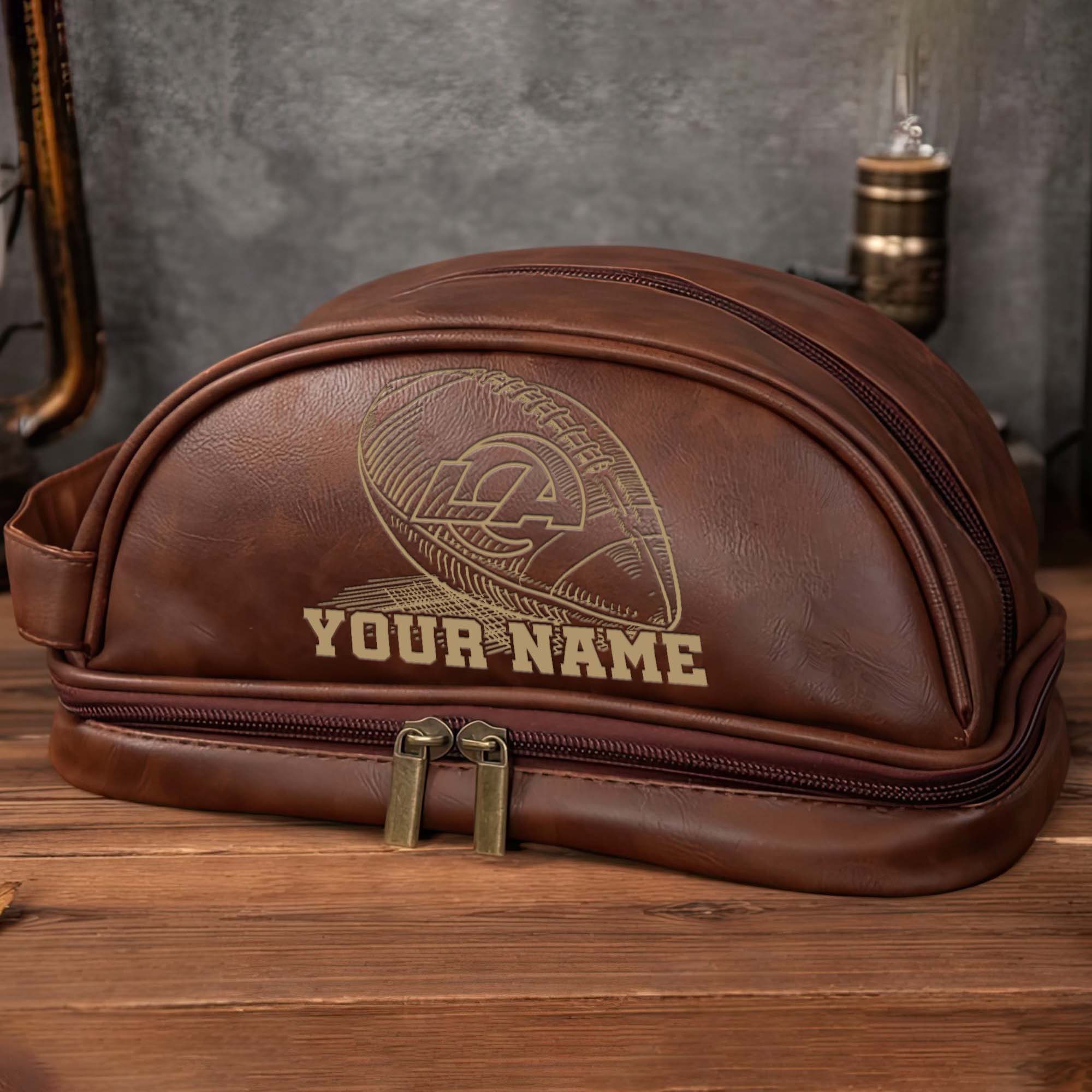 Alternative view of Los Angeles Rams Men's Leather Toiletry Bag, Engraved Leather Dopp Kit Bag, Football Fan Gifts EHIVM-02281101